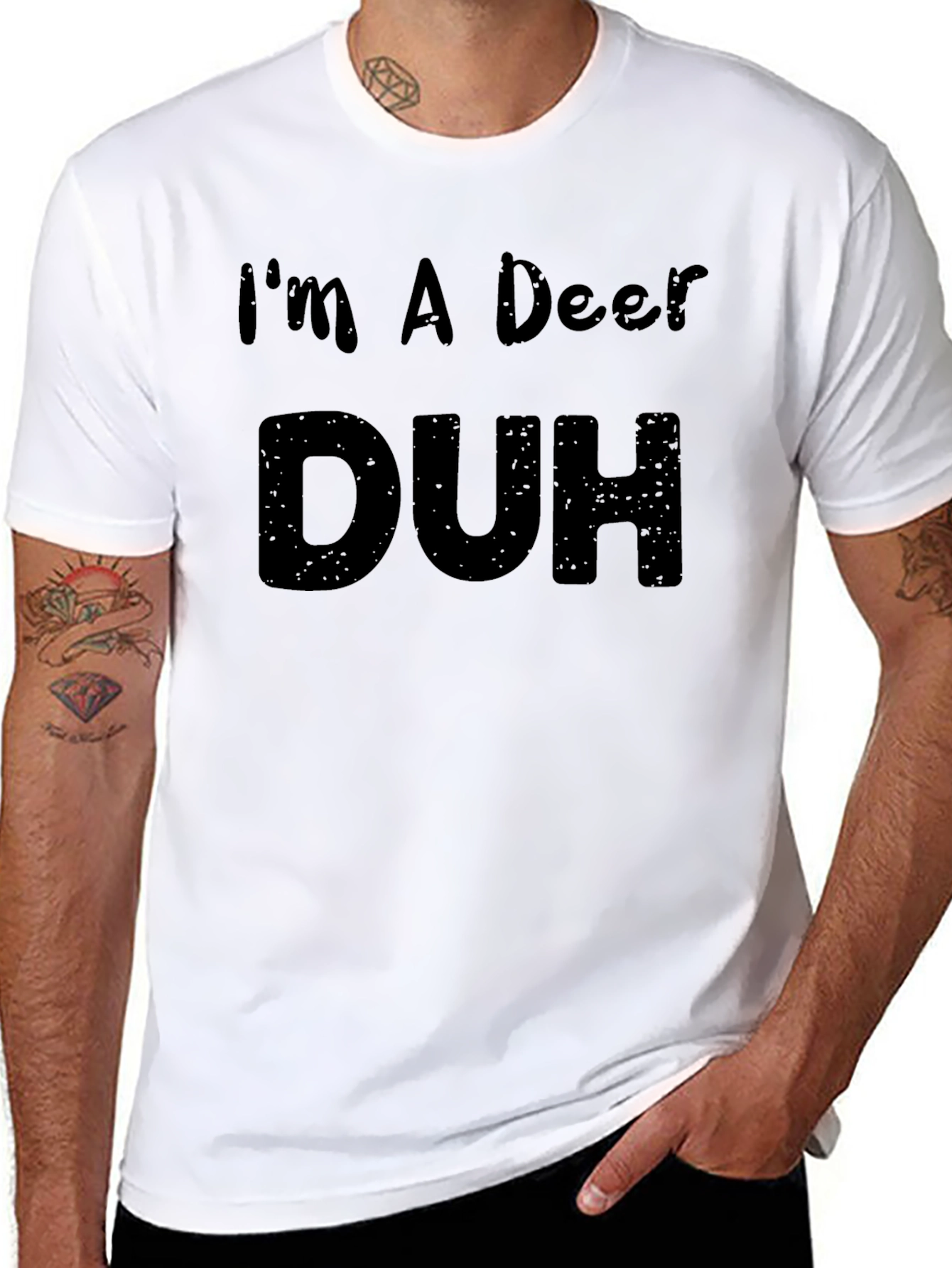 Black I'm A Deer Duh Black T-Shirt view 8