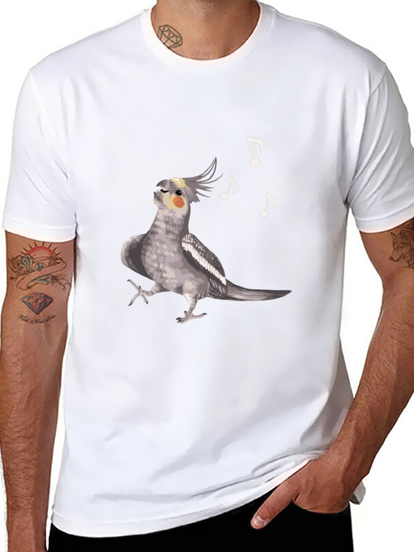 Black Singing Cockatiel Graphic Tee view 8