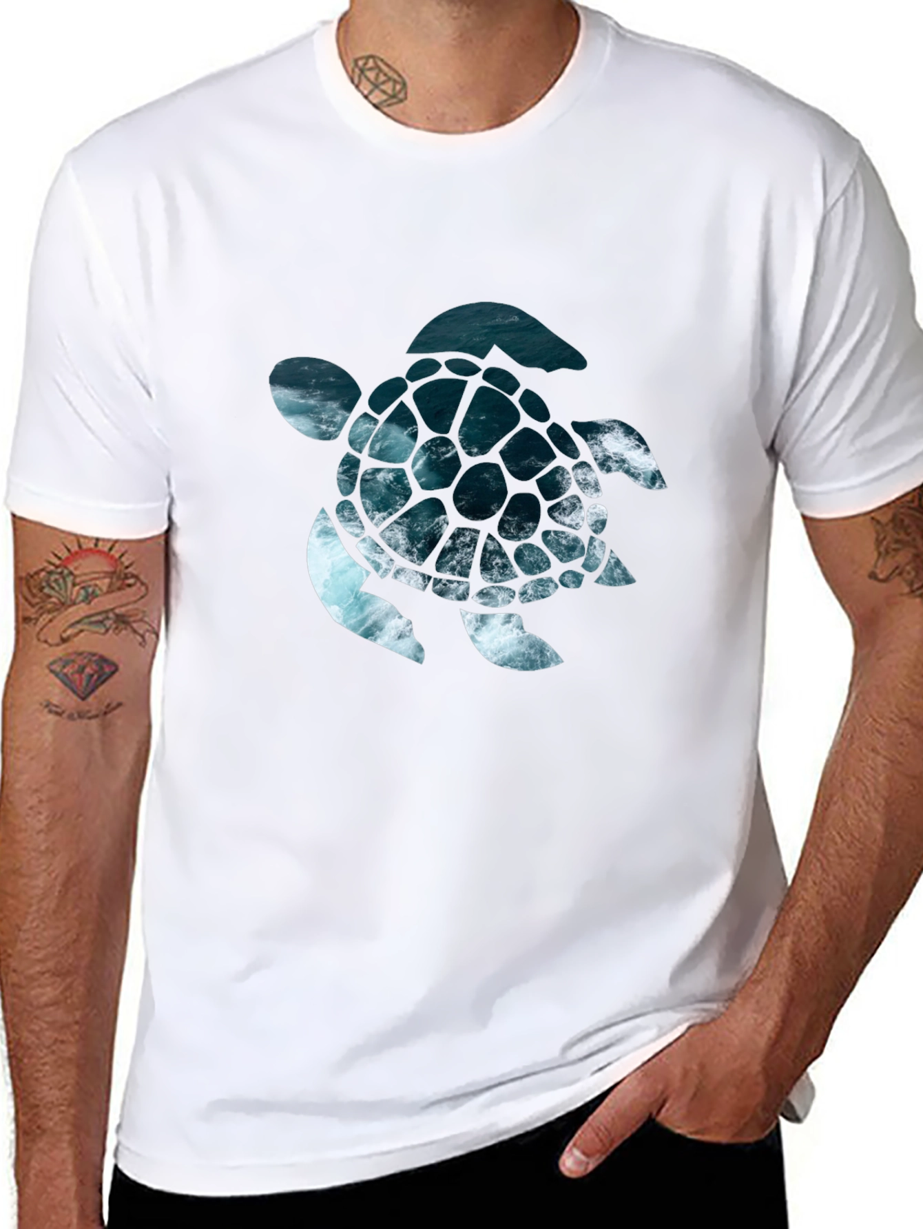 Black Ocean Turtle Graphic Tee - Stylish Black T-Shirt view 8