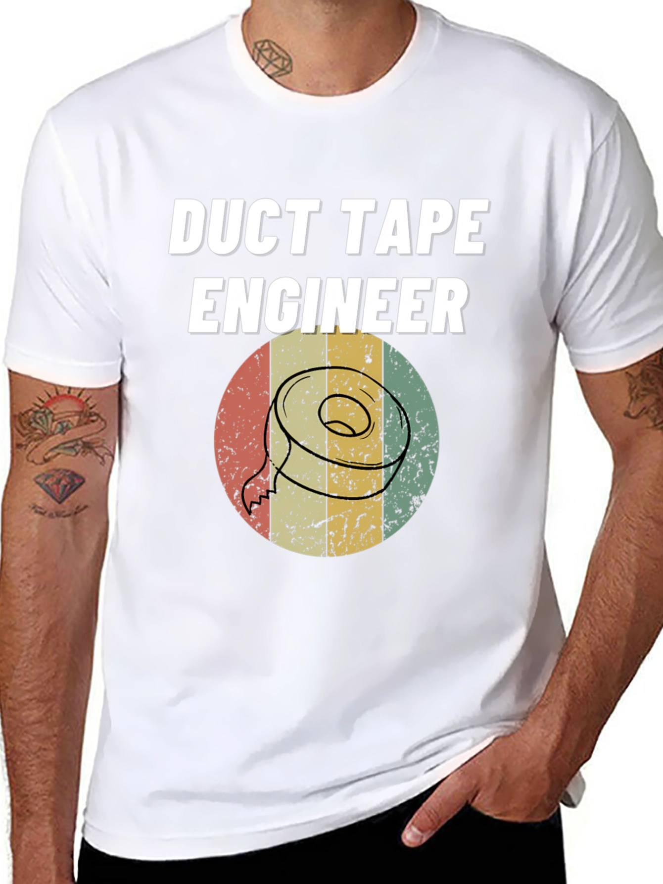 Black Duct Tape Engineer T-Shirt - Retro Design view 8