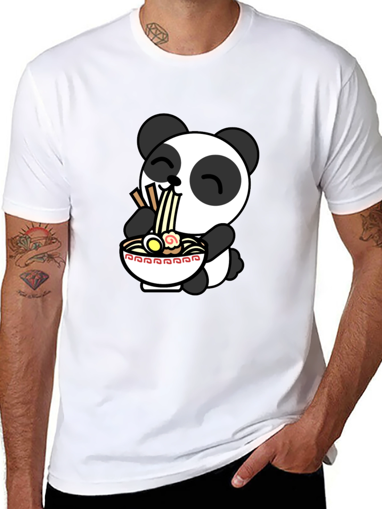Cute Panda Ramen T-Shirt - Black - 8