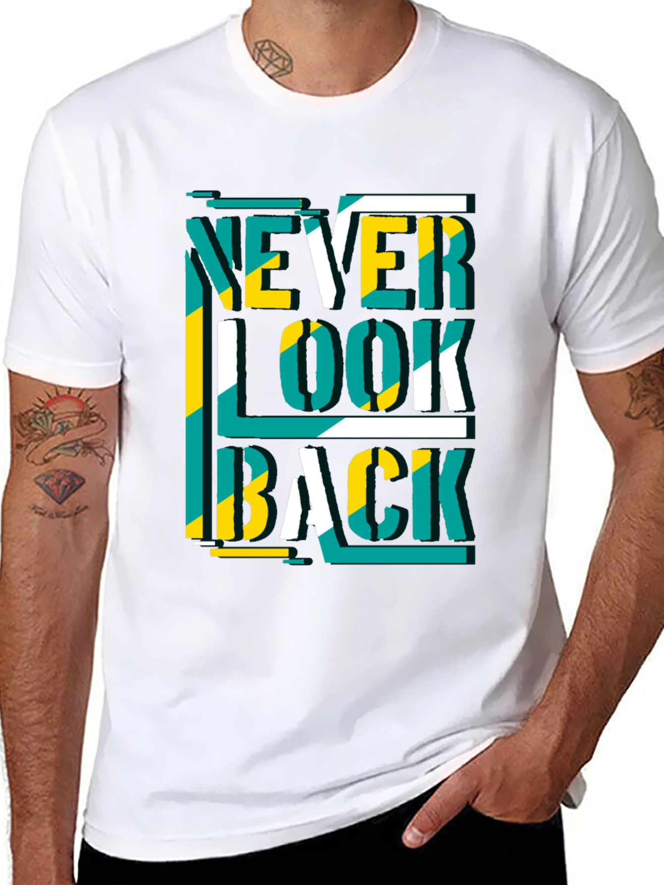 Black Never Look Back Graphic Print Black Tee view 8