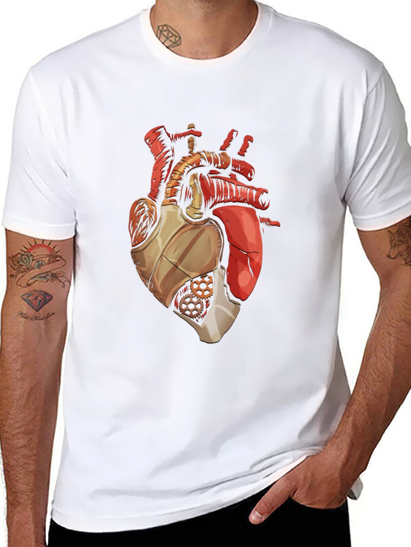 Black Mechanical Heart Graphic T-Shirt view 8