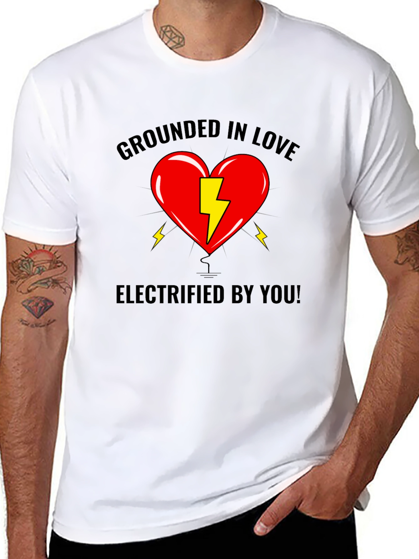 Black Grounded In Love T-Shirt - Electrified By You! Graphic Tee view 8