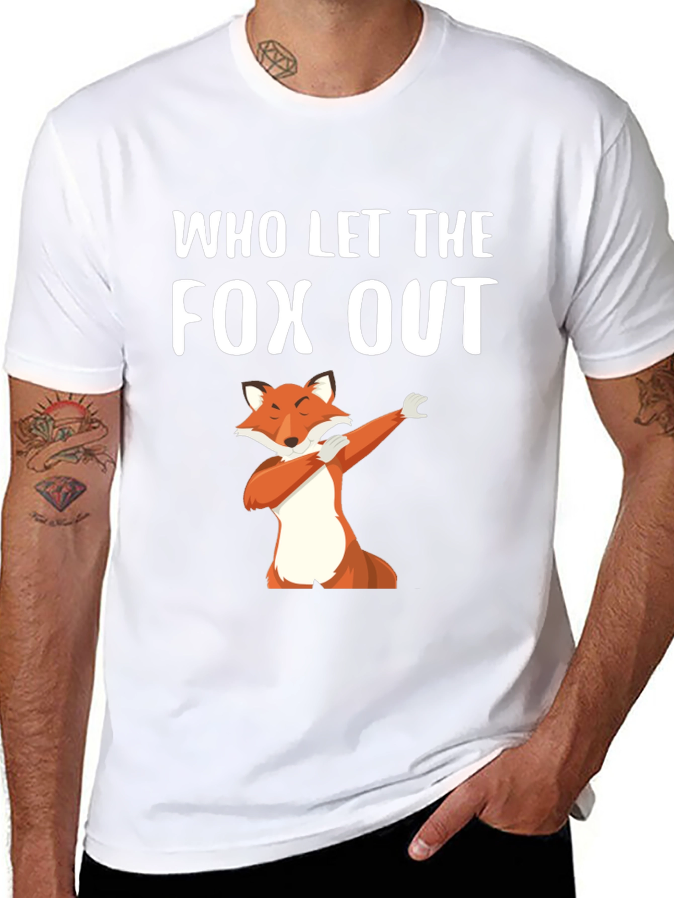 Black Who Let The Fox Out T-Shirt view 8