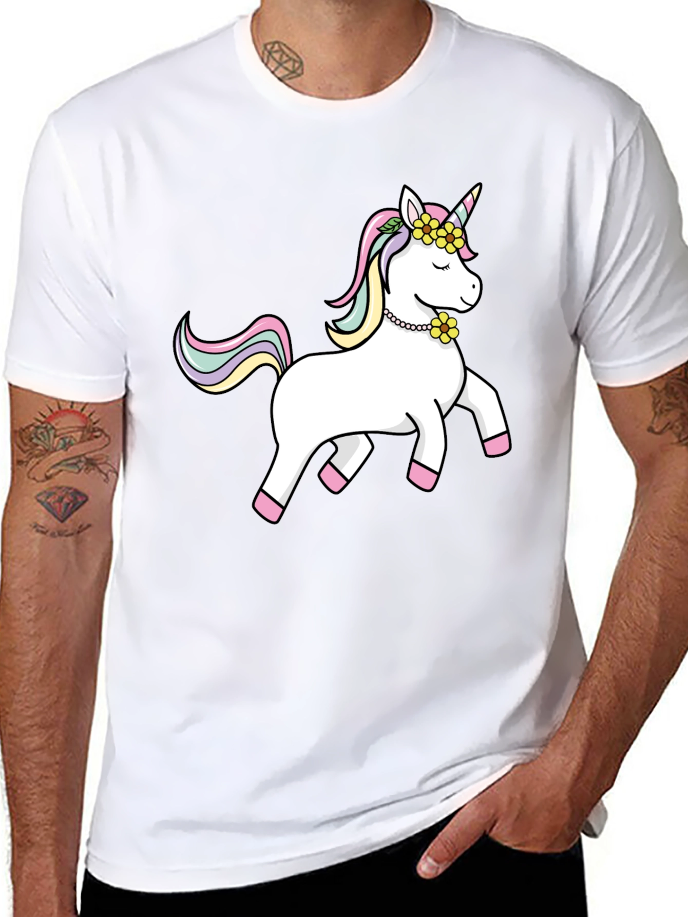 Black Unicorn Graphic Tee - Black Cotton Casual Shirt view 8