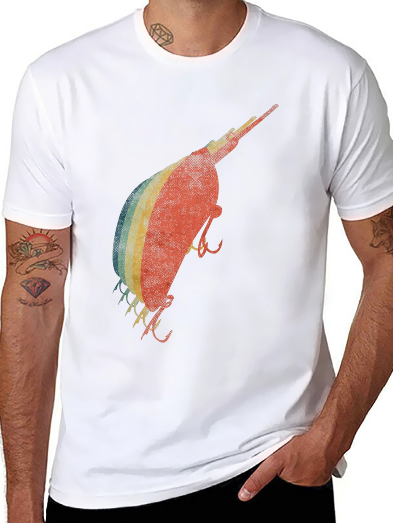 Black Vintage Fishing Lure Graphic Tee - Retro Angler T-Shirt view 8