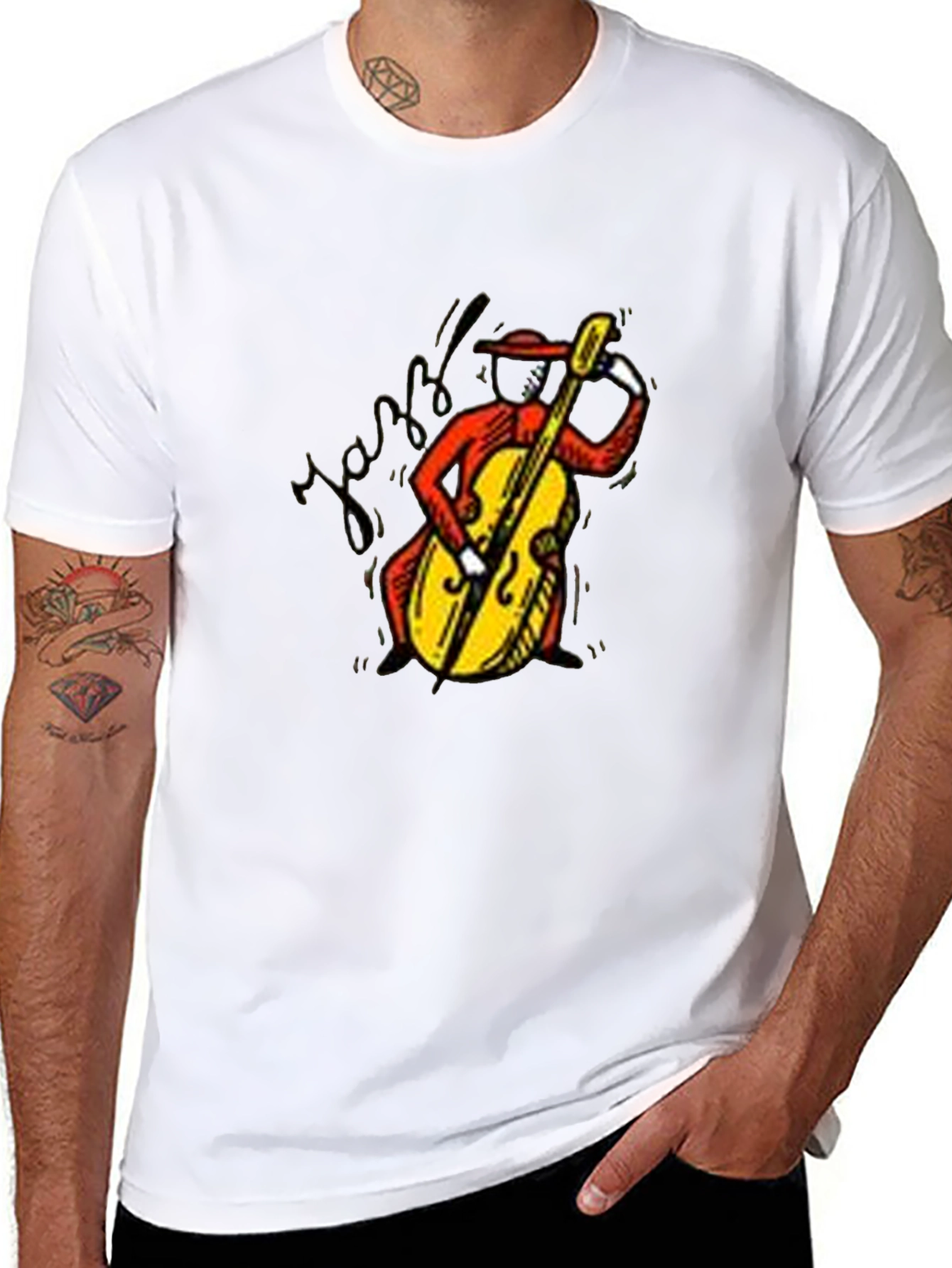 Black Jazz Bassist Graphic Tee - Classic Style view 8