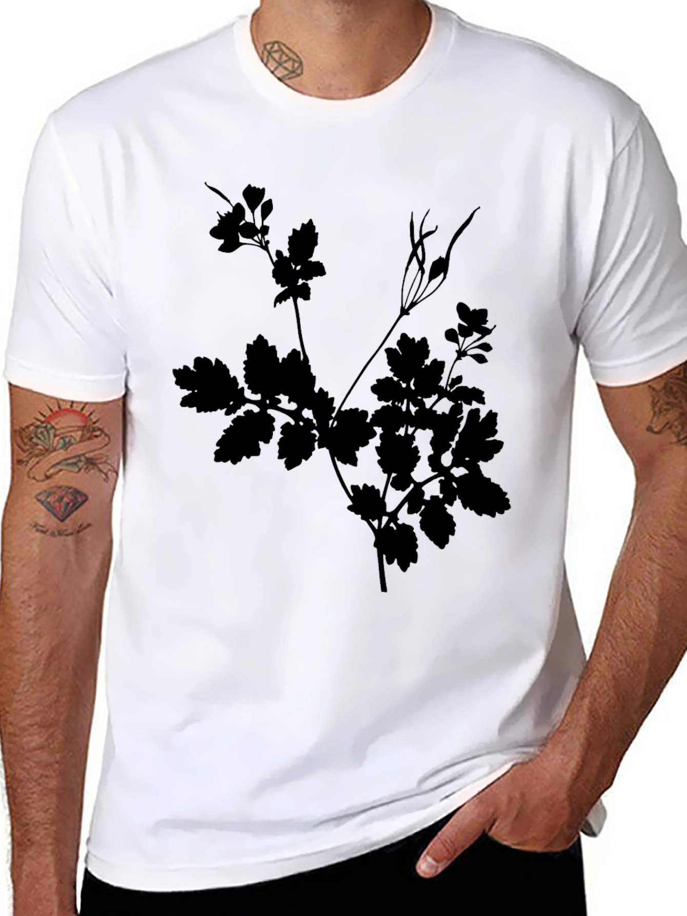 Black Botanical Silhouette Tee view 8