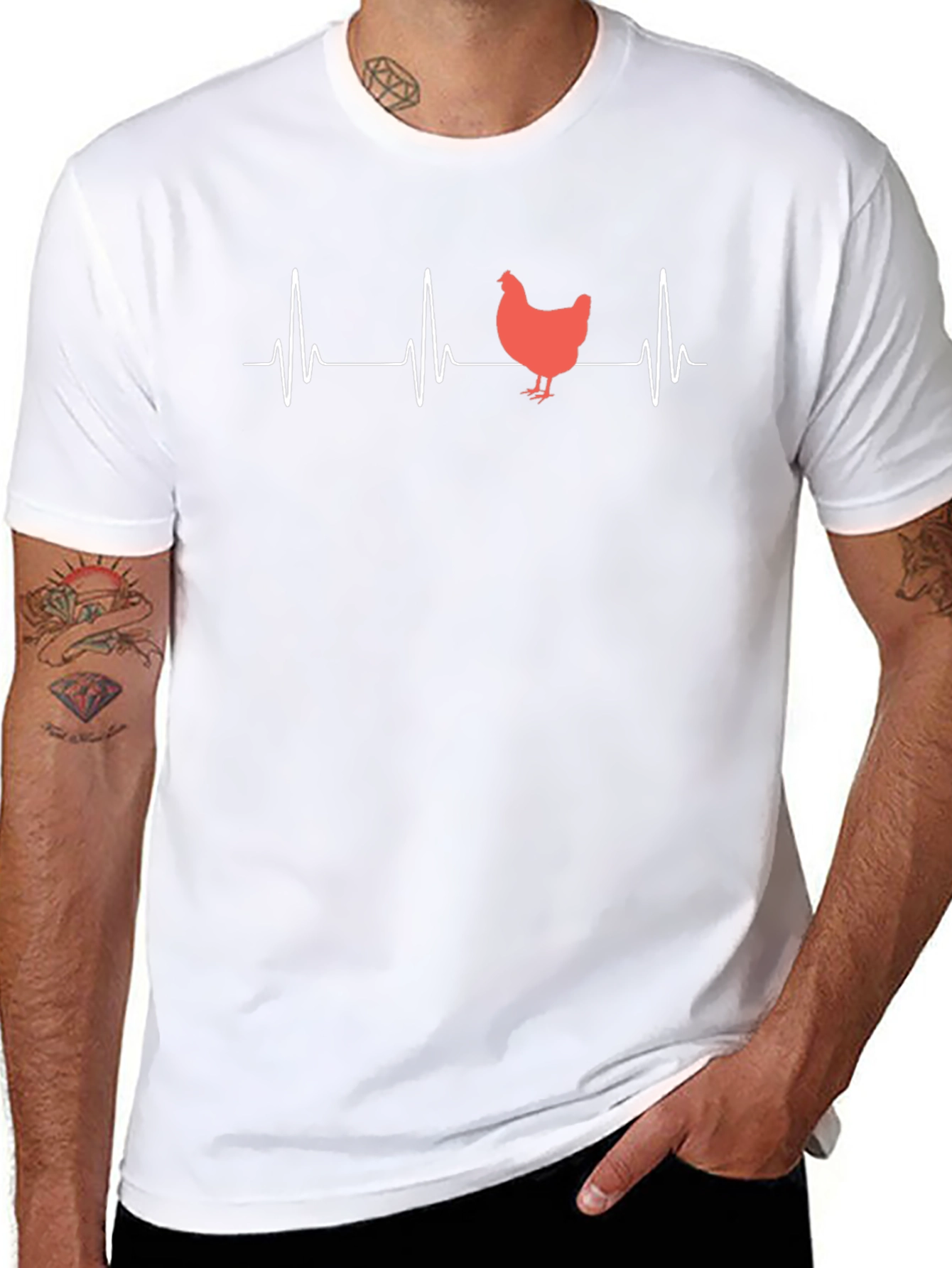 Black Chicken Heartbeat T-Shirt - Funny Animal Lover Tee view 8