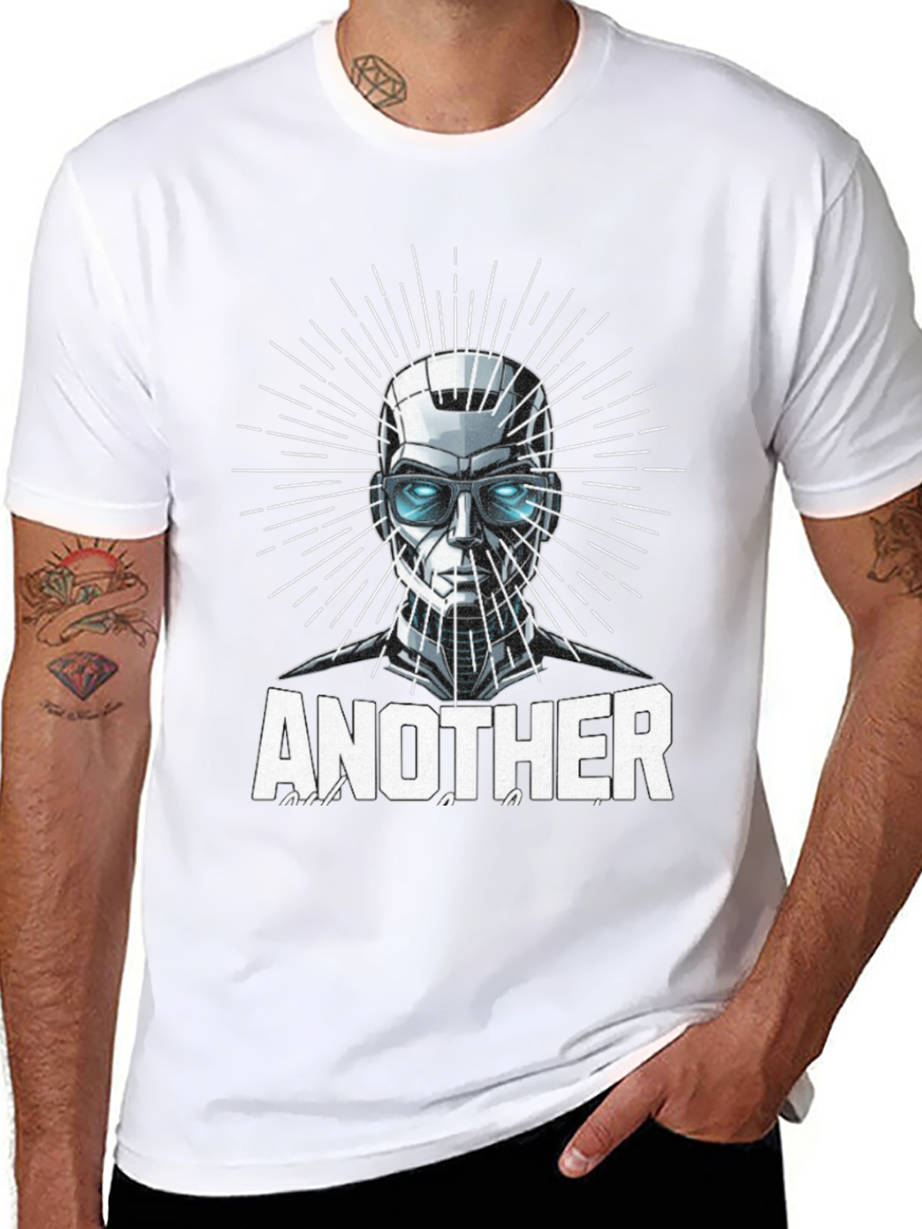 Black Another T-Shirt - Futuristic Robot Design view 8