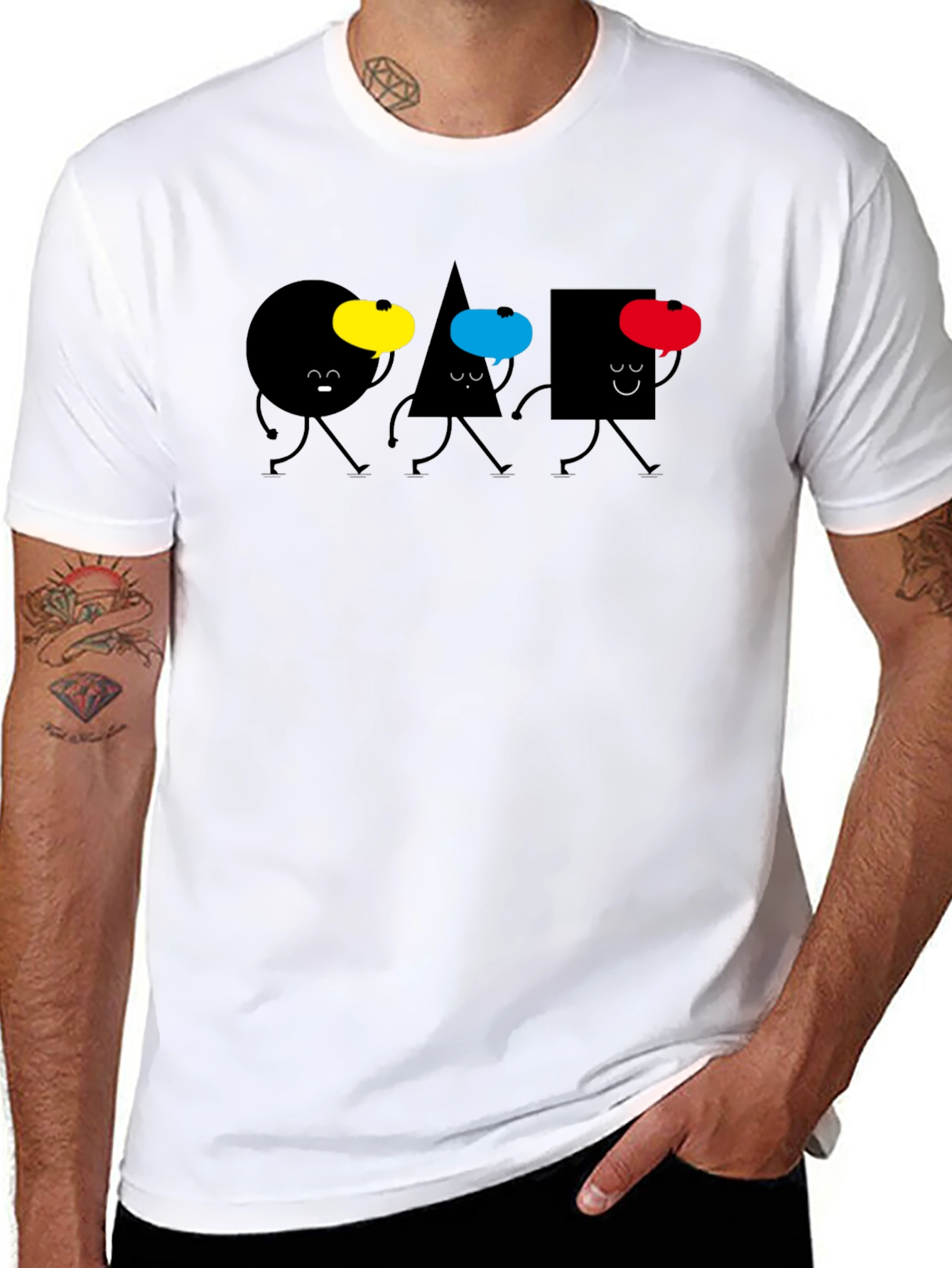 Black Shapes Walking T-Shirt - Black view 8