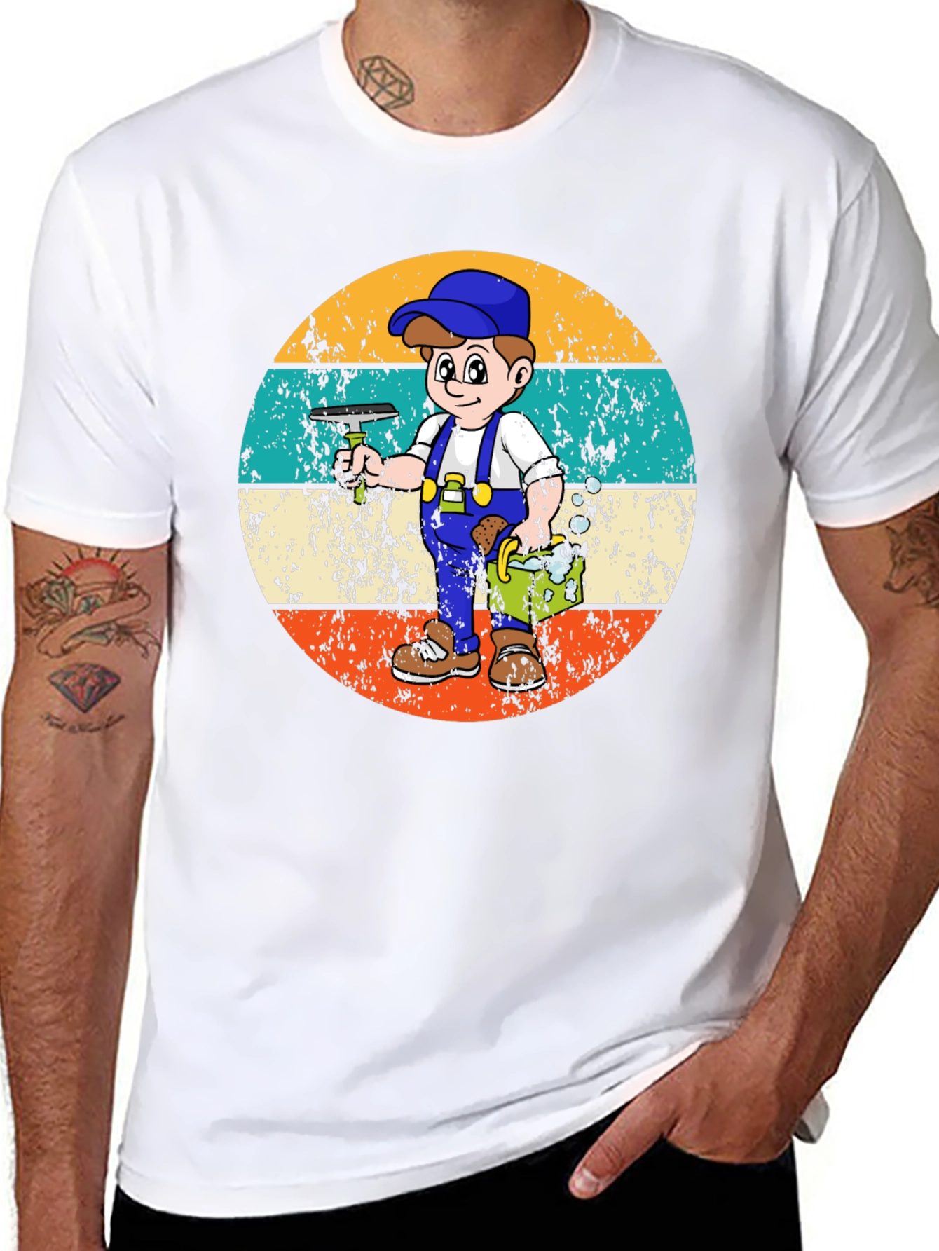 Black Window Washer Retro T-Shirt view 8