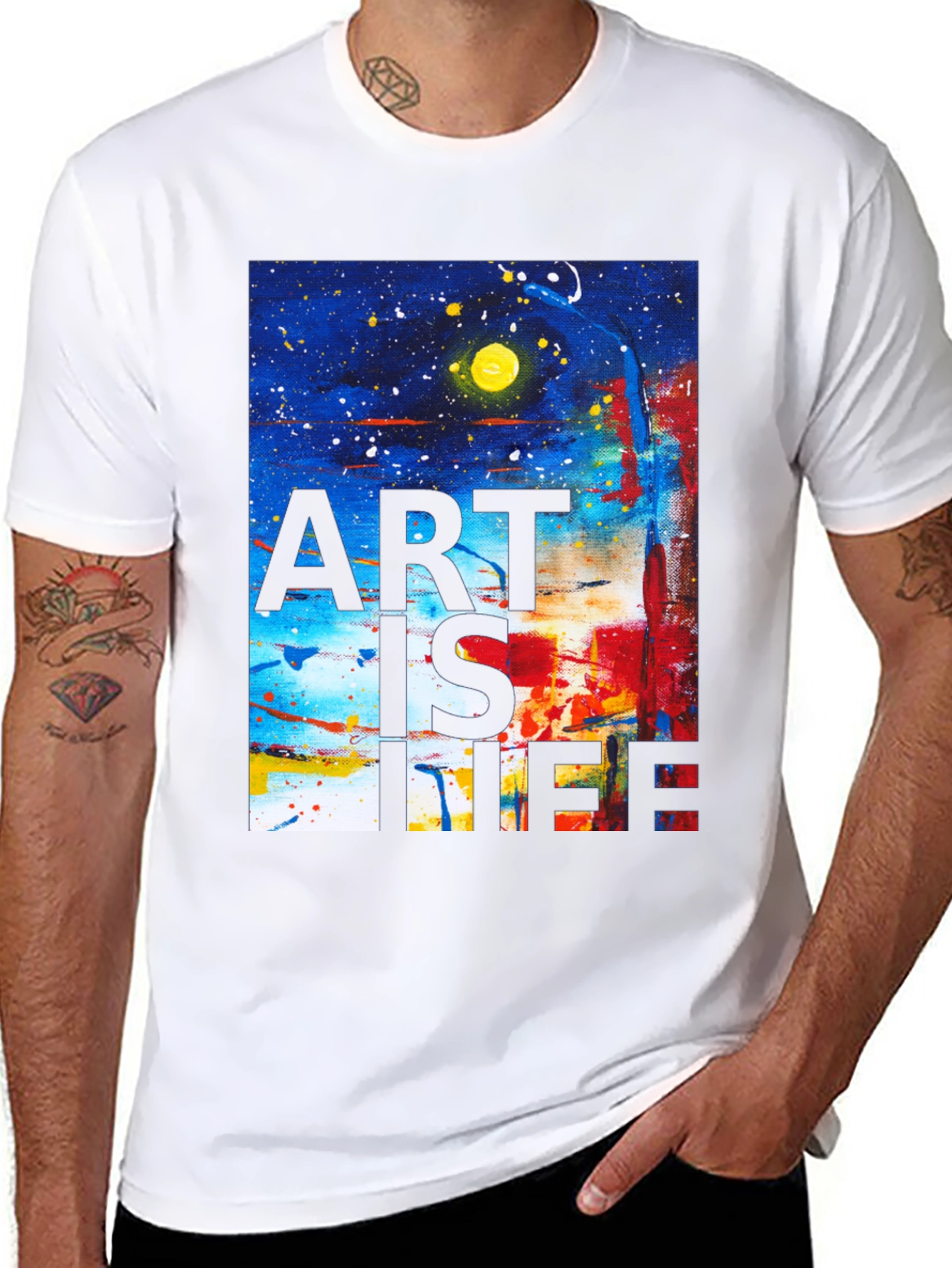 Black Abstract Art is Life Graphic Tee view 8