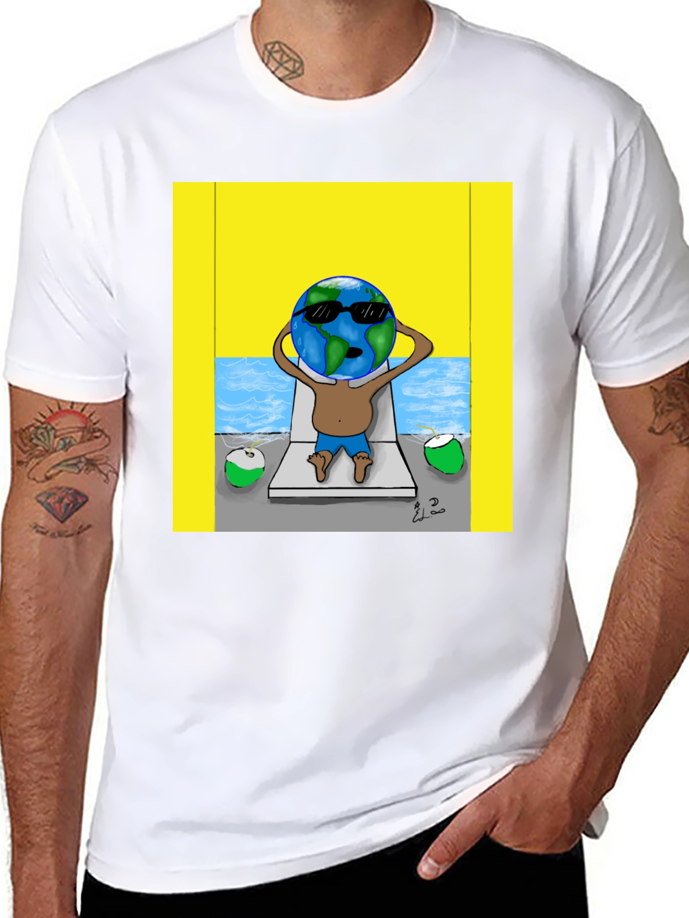 Black Earth Globe Beach T-Shirt view 8