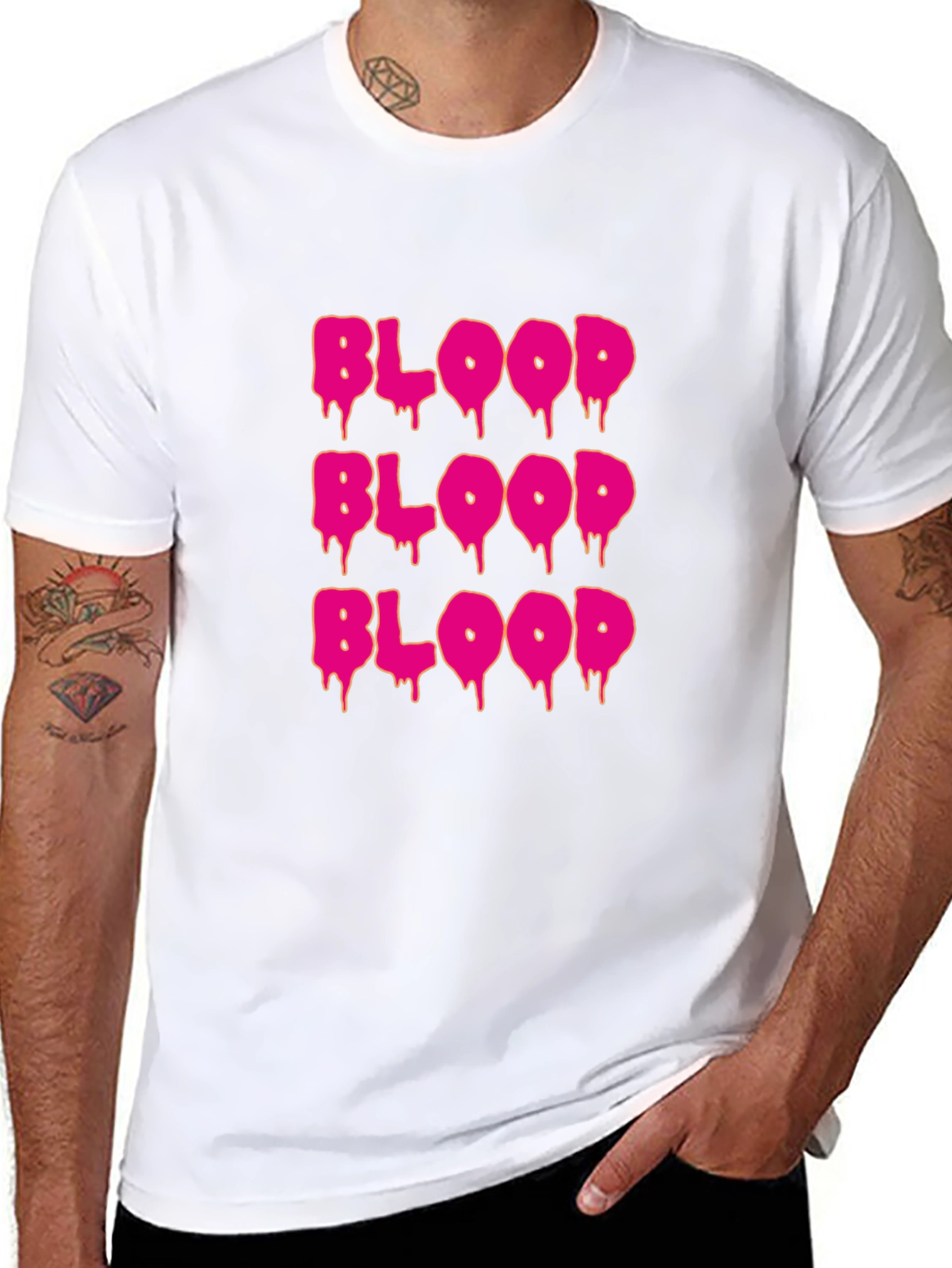 Black Blood Drip Graphic Tee - Statement T-Shirt view 8