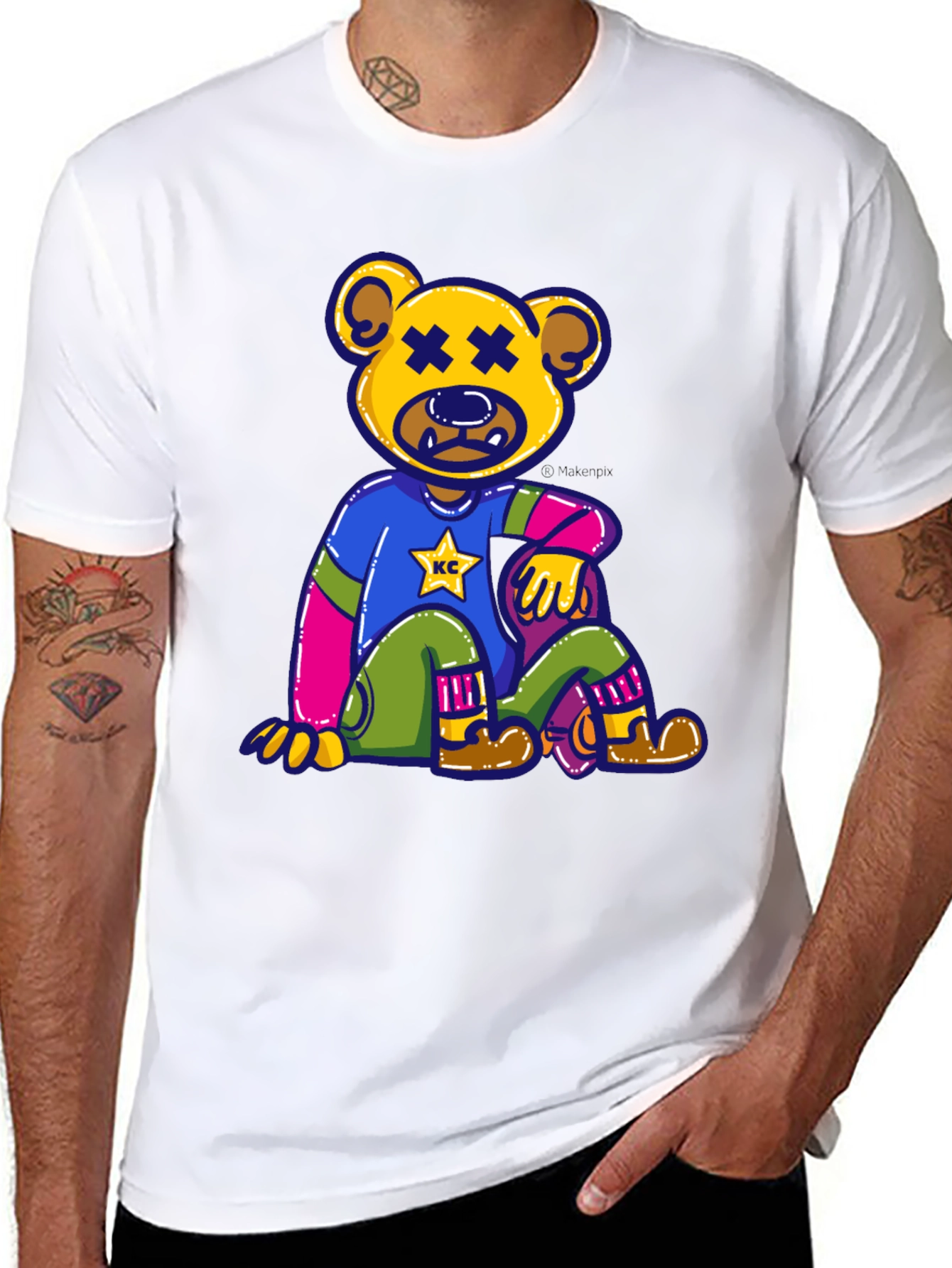 Black Novelty Bear Graphic Tee - Comfortable Cotton Blend view 8