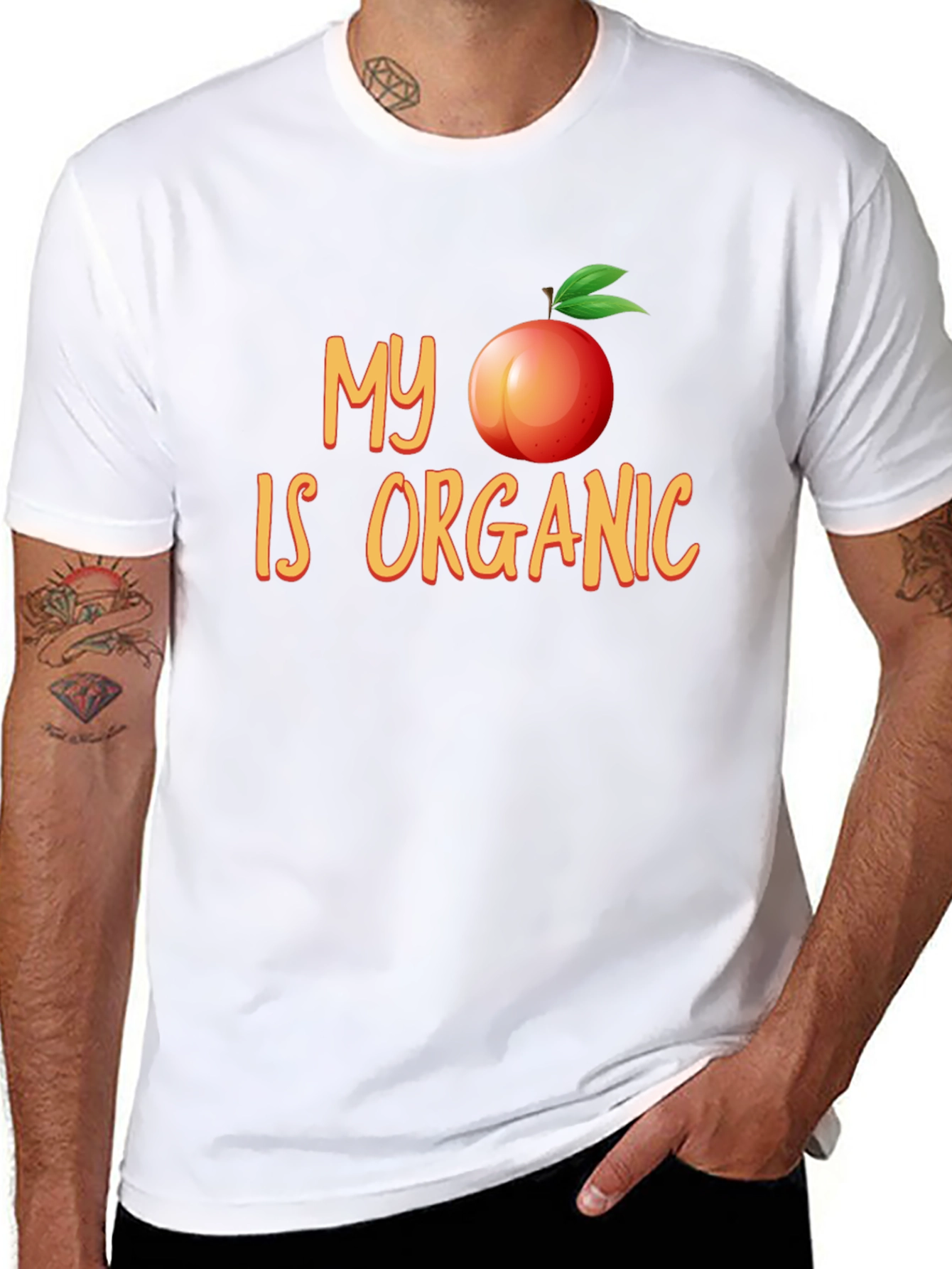 Black My Peach Is Organic Funny T-Shirt view 8