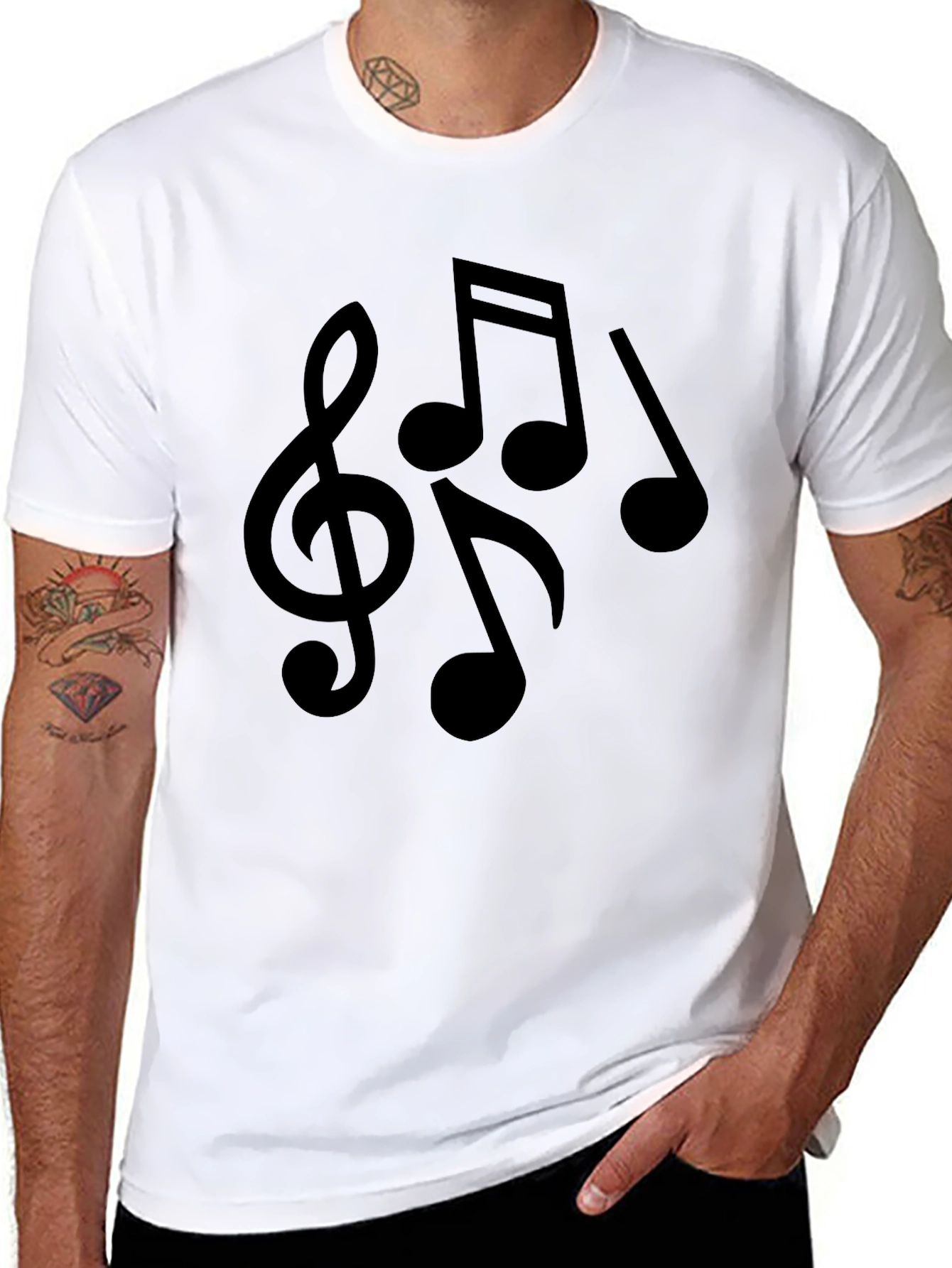 Black Musical Notes Graphic Tee - Black view 8