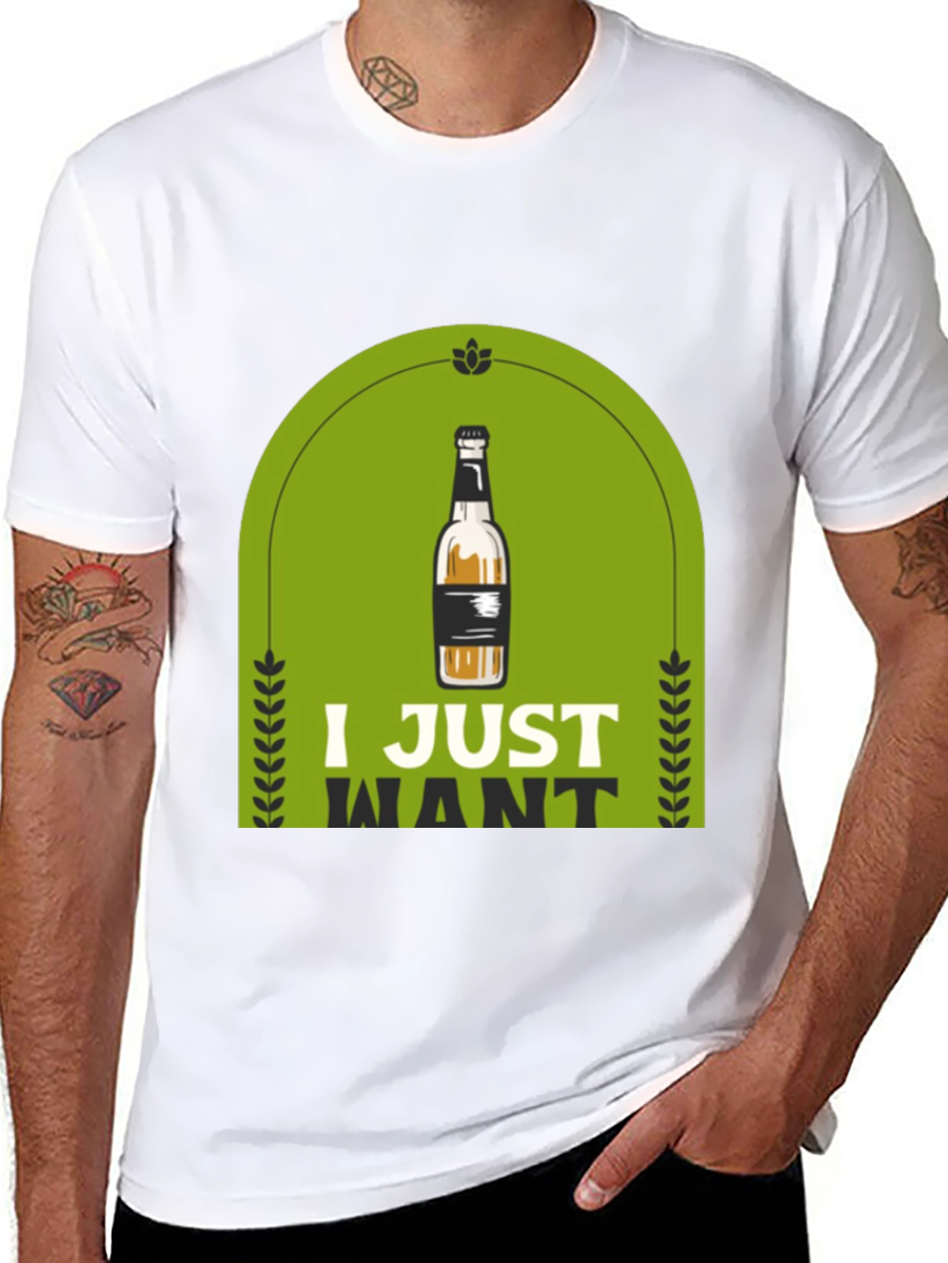 Black I Just Want Beer T-Shirt view 8