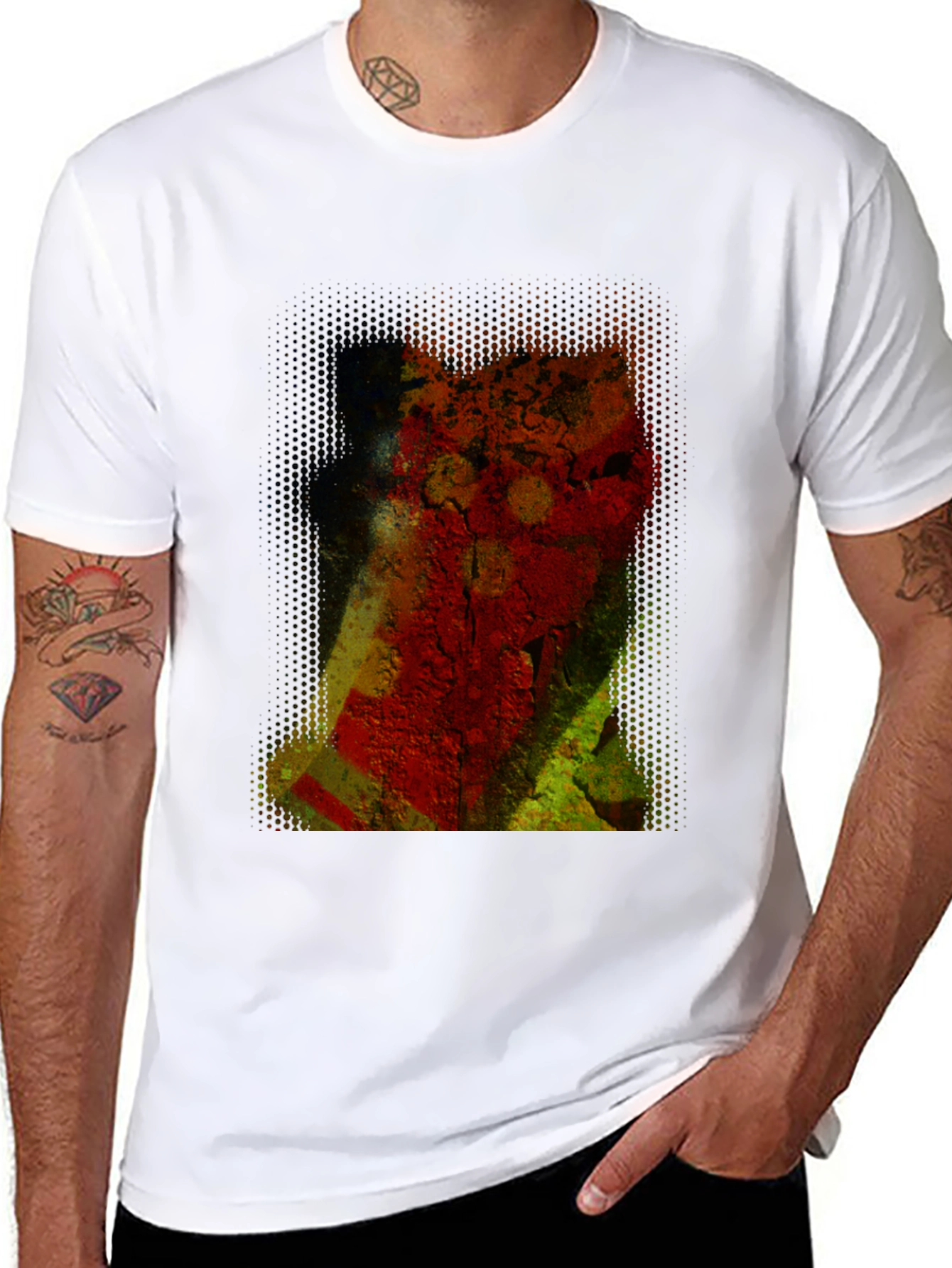 Black Abstract Graphic Print Black T-Shirt view 8