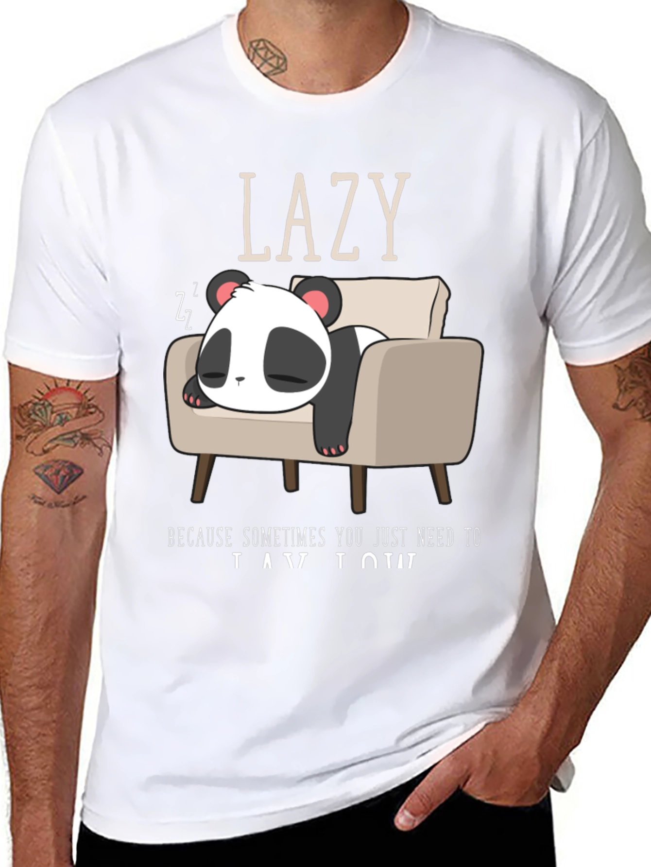 Black Lazy Panda Graphic Tee - Relaxed Fit, Soft Cotton view 8