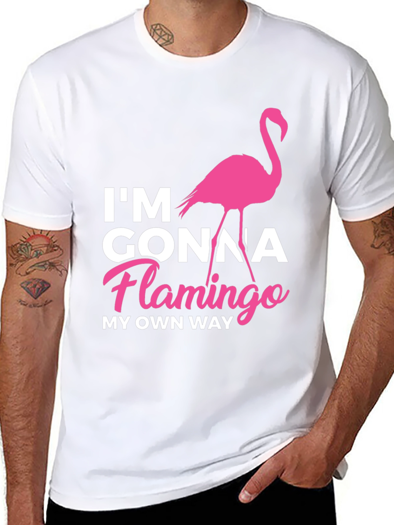 Black I'm Gonna Flamingo My Own Way Black T-Shirt view 8