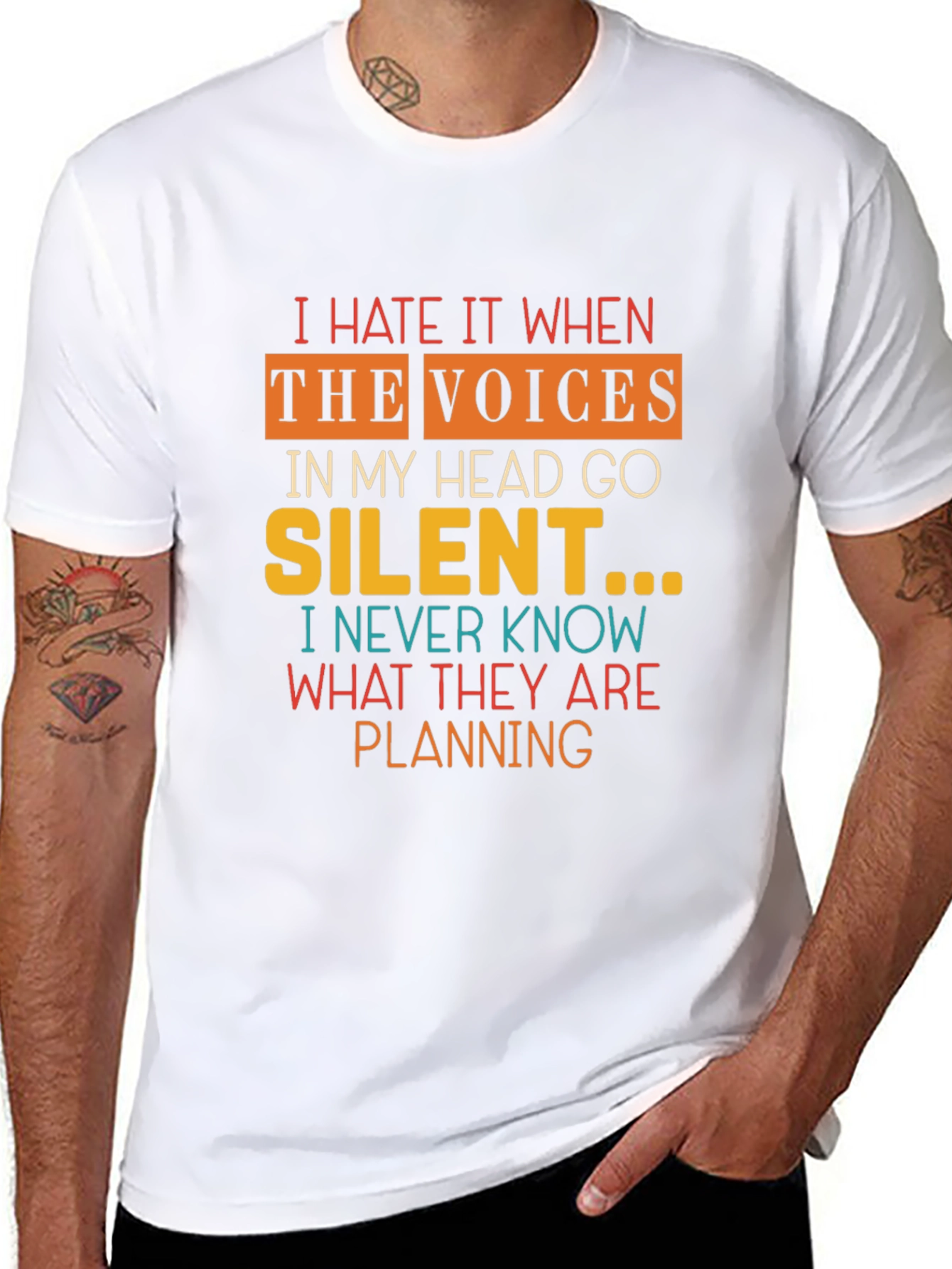 Black I Hate It When The Voices Go Silent T-Shirt view 8