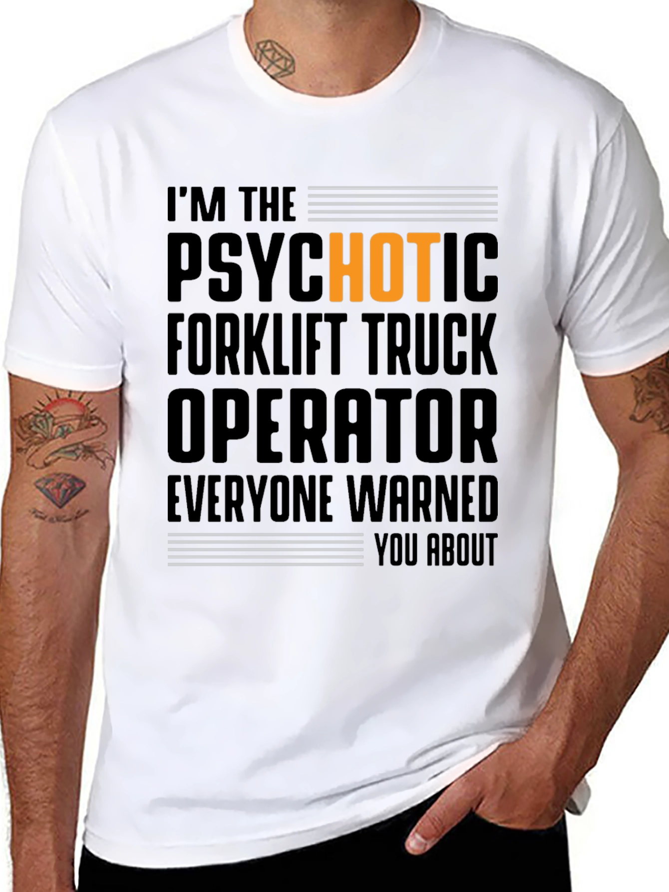 Black Psychotic Forklift Truck Operator Graphic T-Shirt view 8
