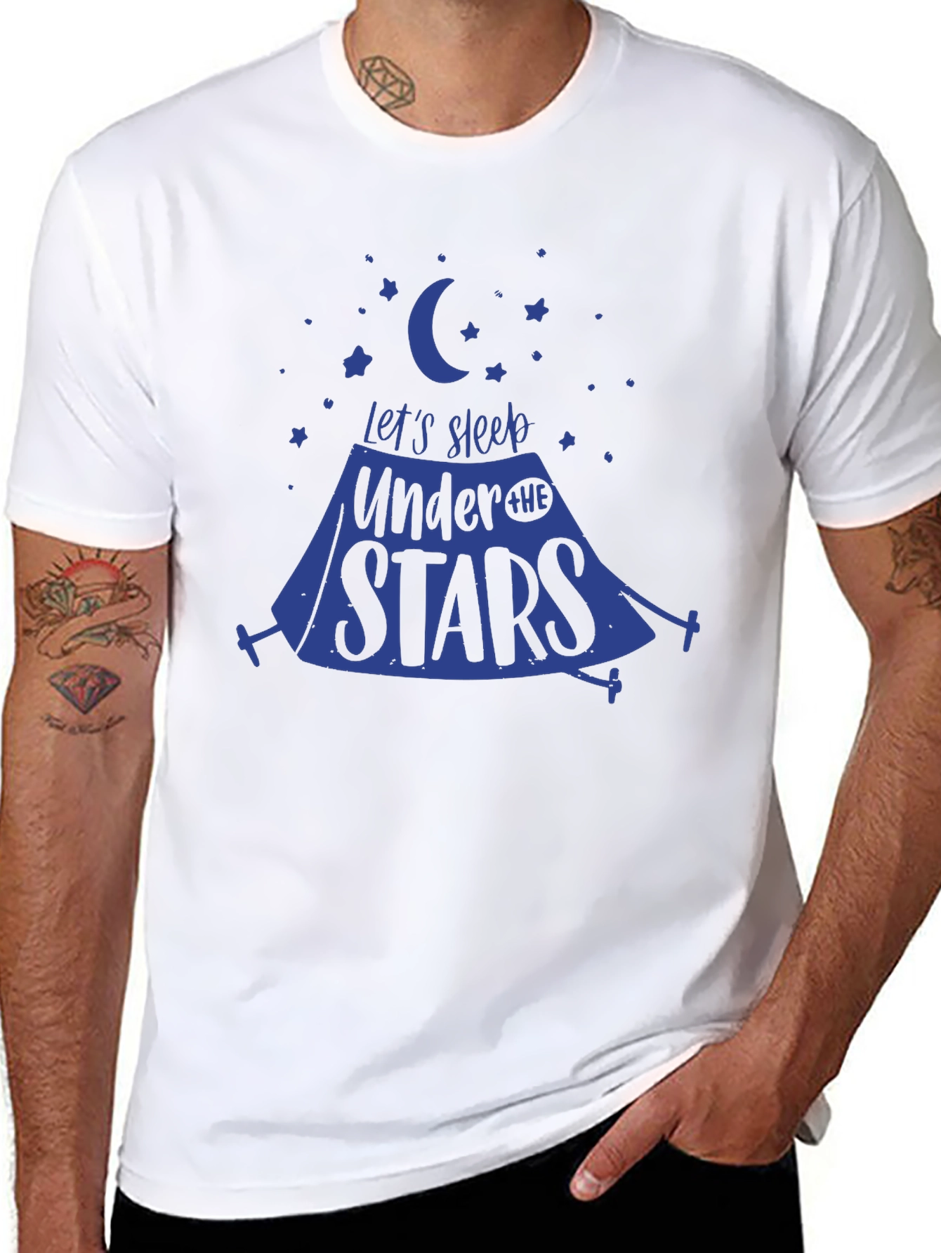 Black Let's Sleep Under the Stars Graphic Tee view 8