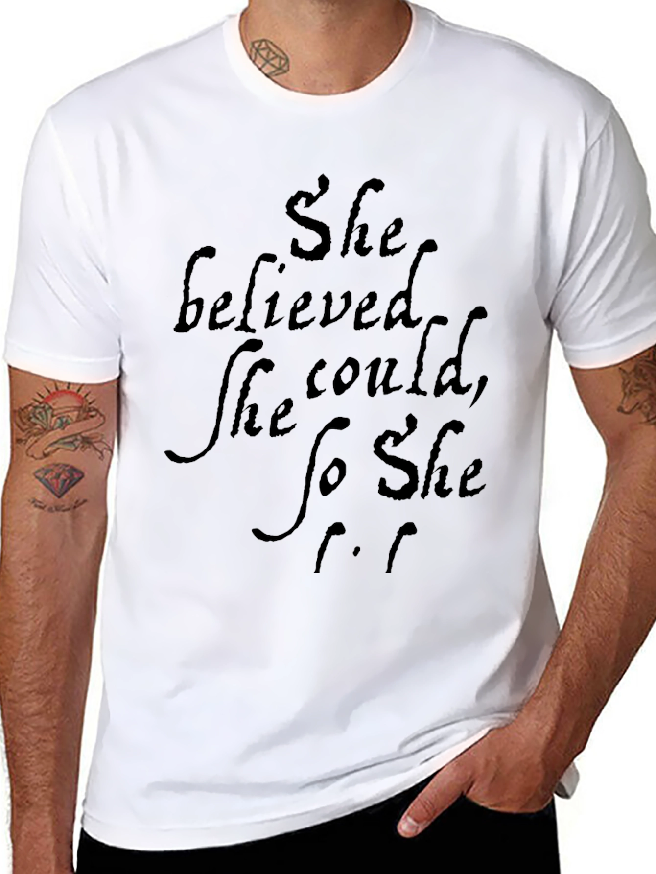 Black She Believed T-Shirt - Motivational Quote Tee view 8