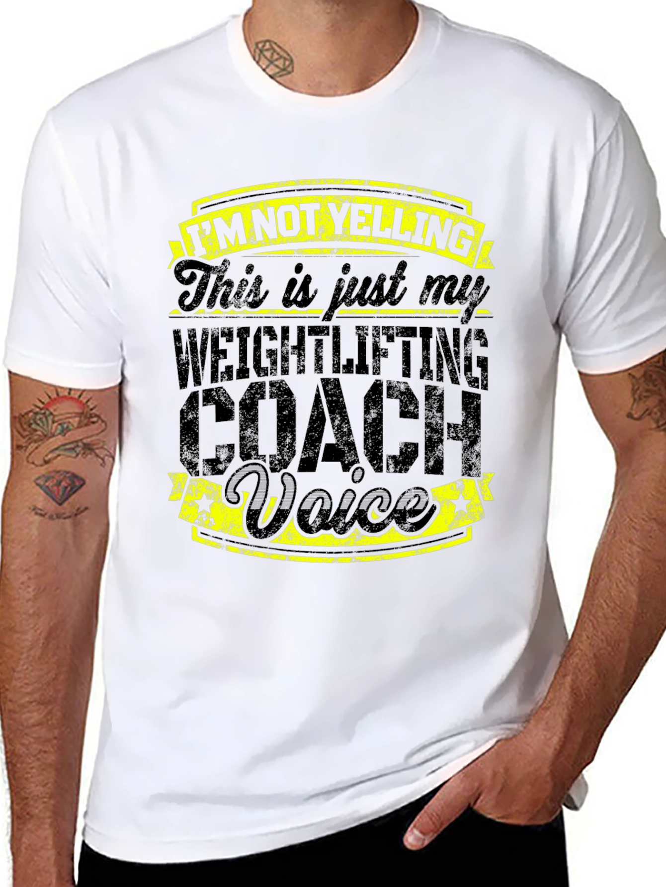 Black Weightlifting Coach Voice T-Shirt view 8