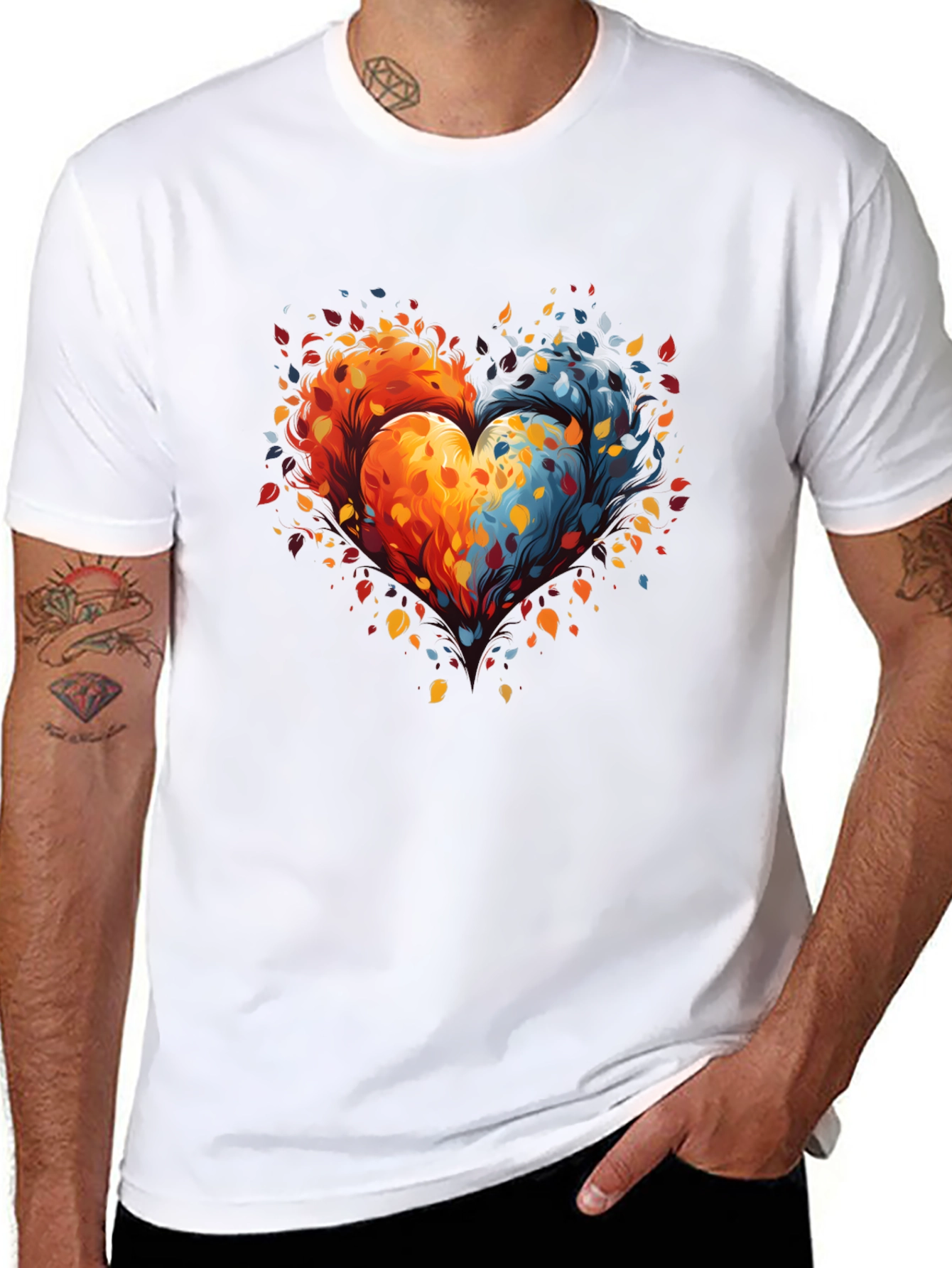 Black Nature Heart Graphic Tee - Trendy Unisex T-Shirt view 8