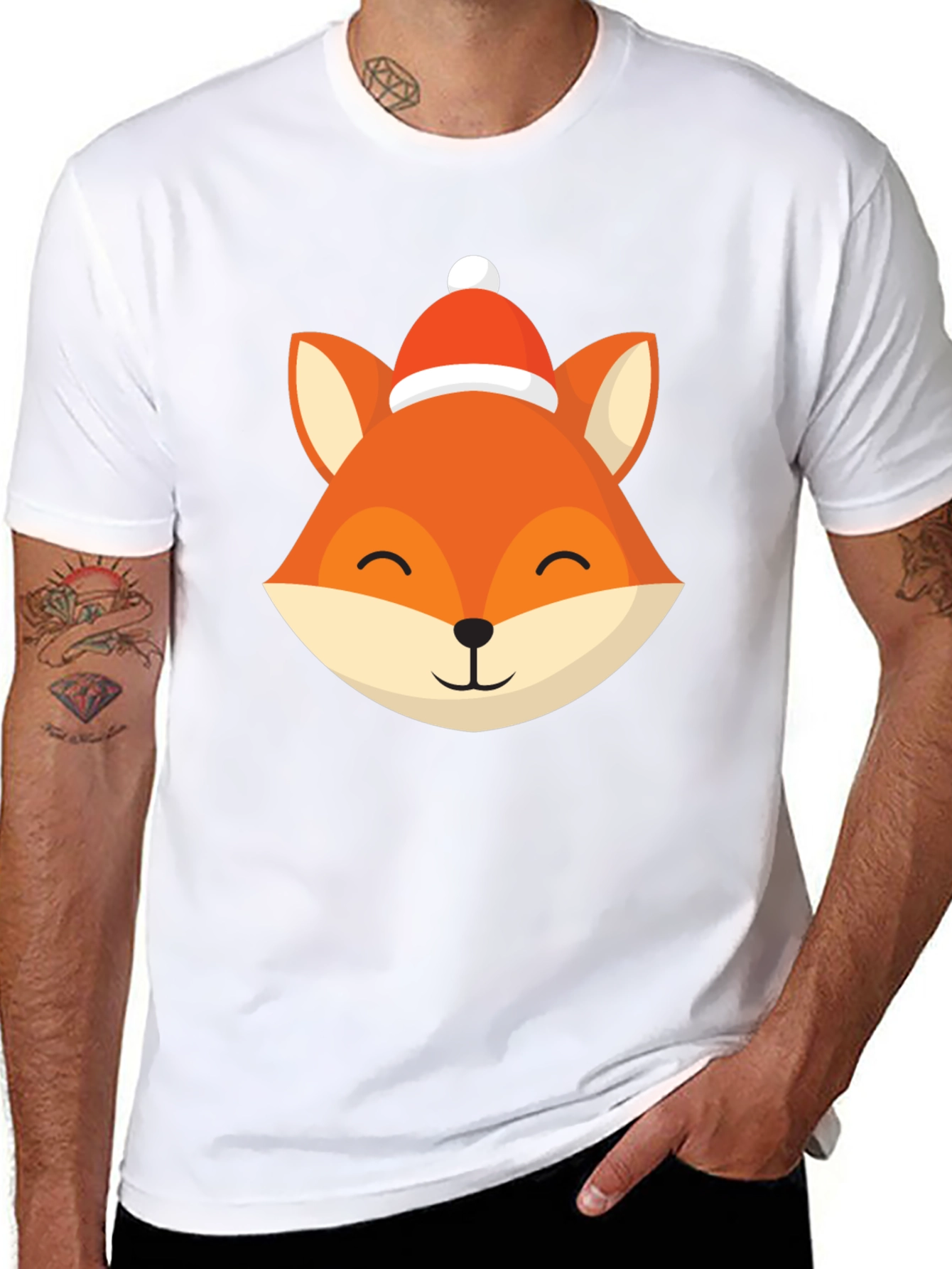 Black Festive Fox Graphic Tee - Holiday Style view 8