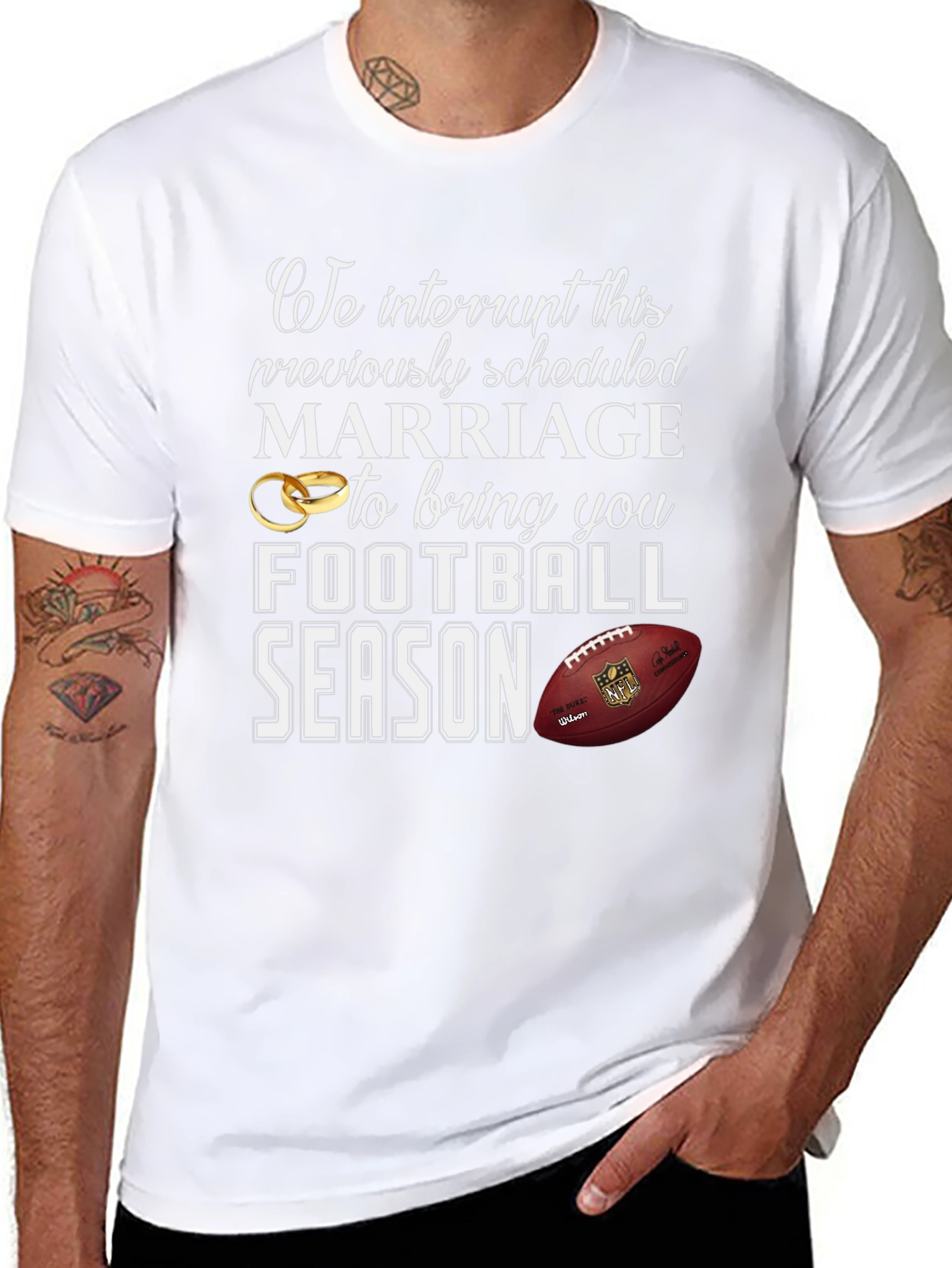 Black Funny Football Season Marriage T-Shirt view 8