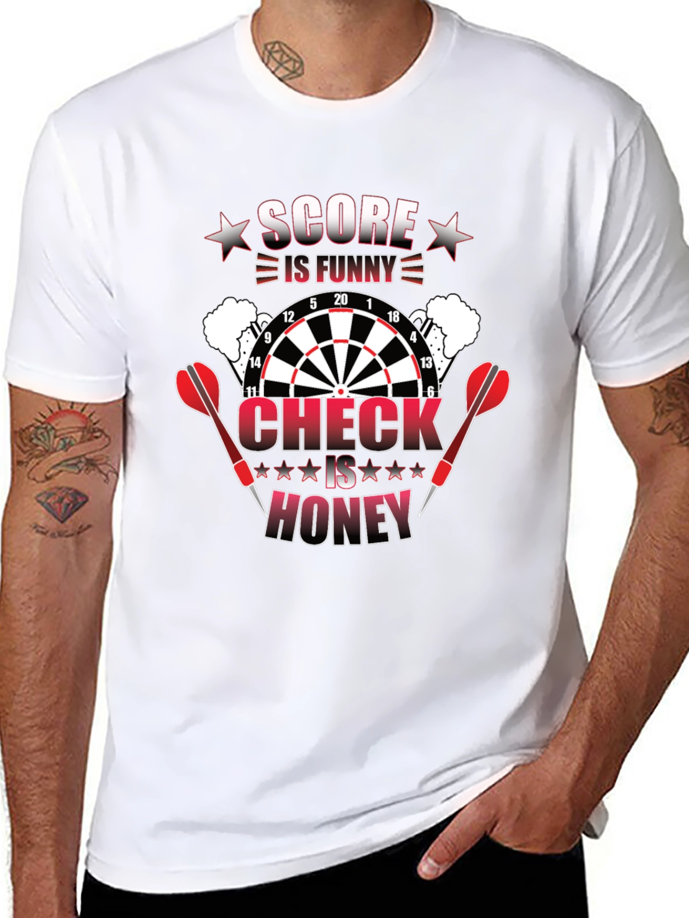 Black Score is Funny Darts T-Shirt view 8