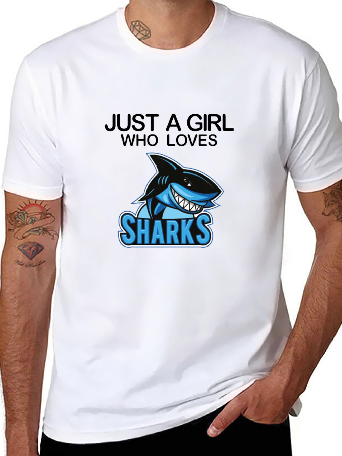 Black Just A Girl Who Loves Sharks Graphic Tee view 8