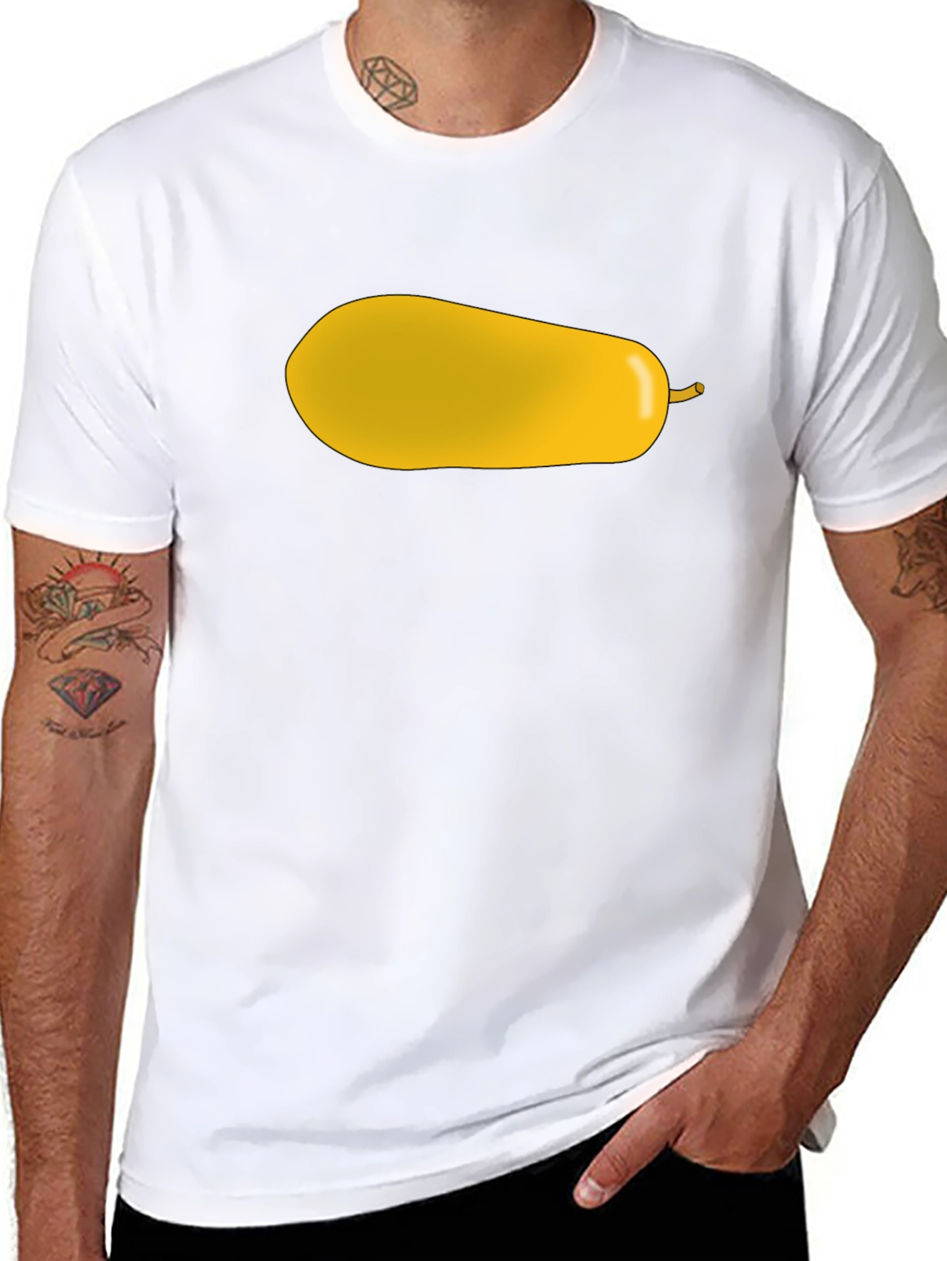 Black Yellow Pear Graphic Print Black T-Shirt view 8