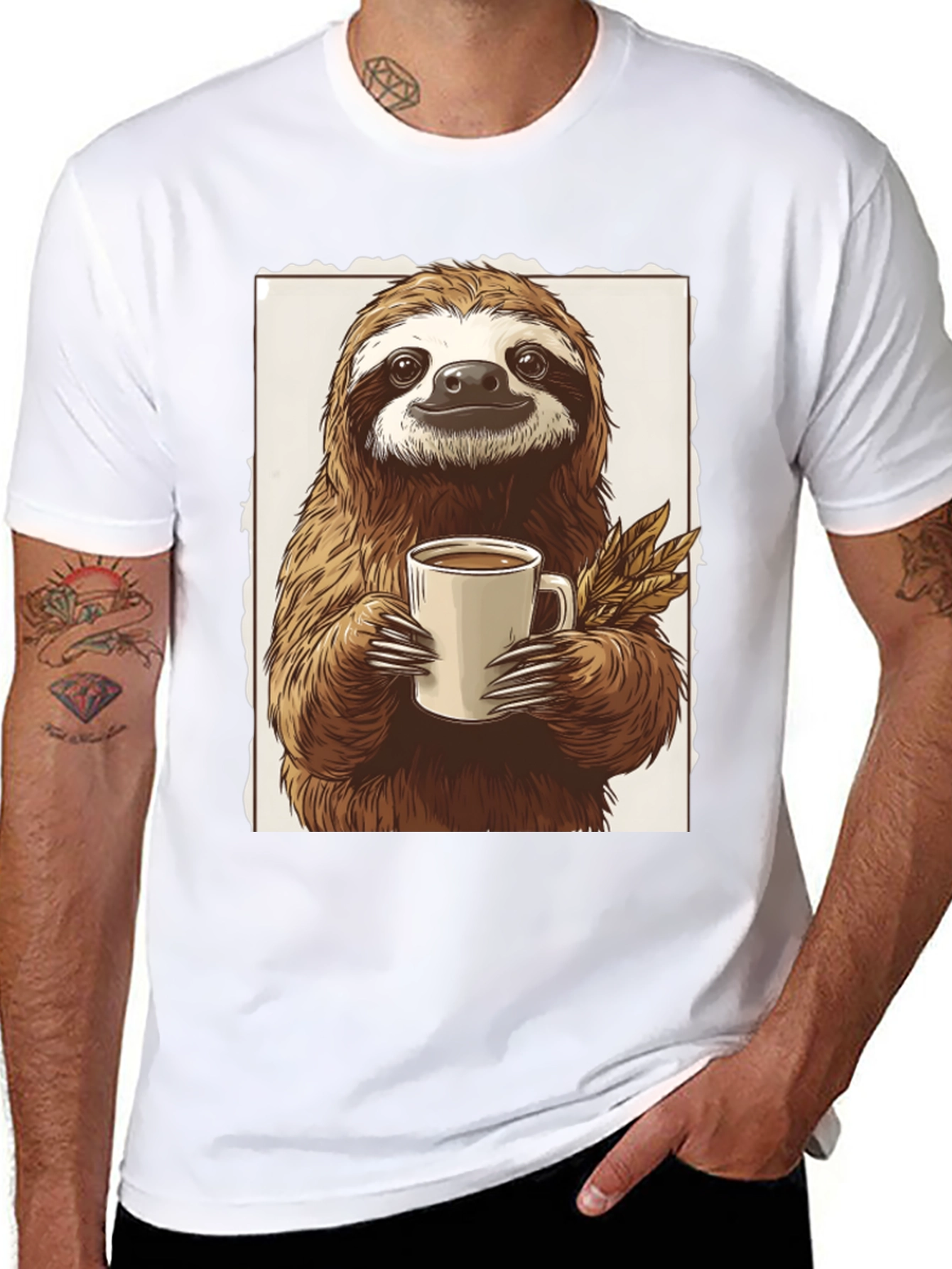 Black Sloth Coffee Lover Graphic Tee view 8