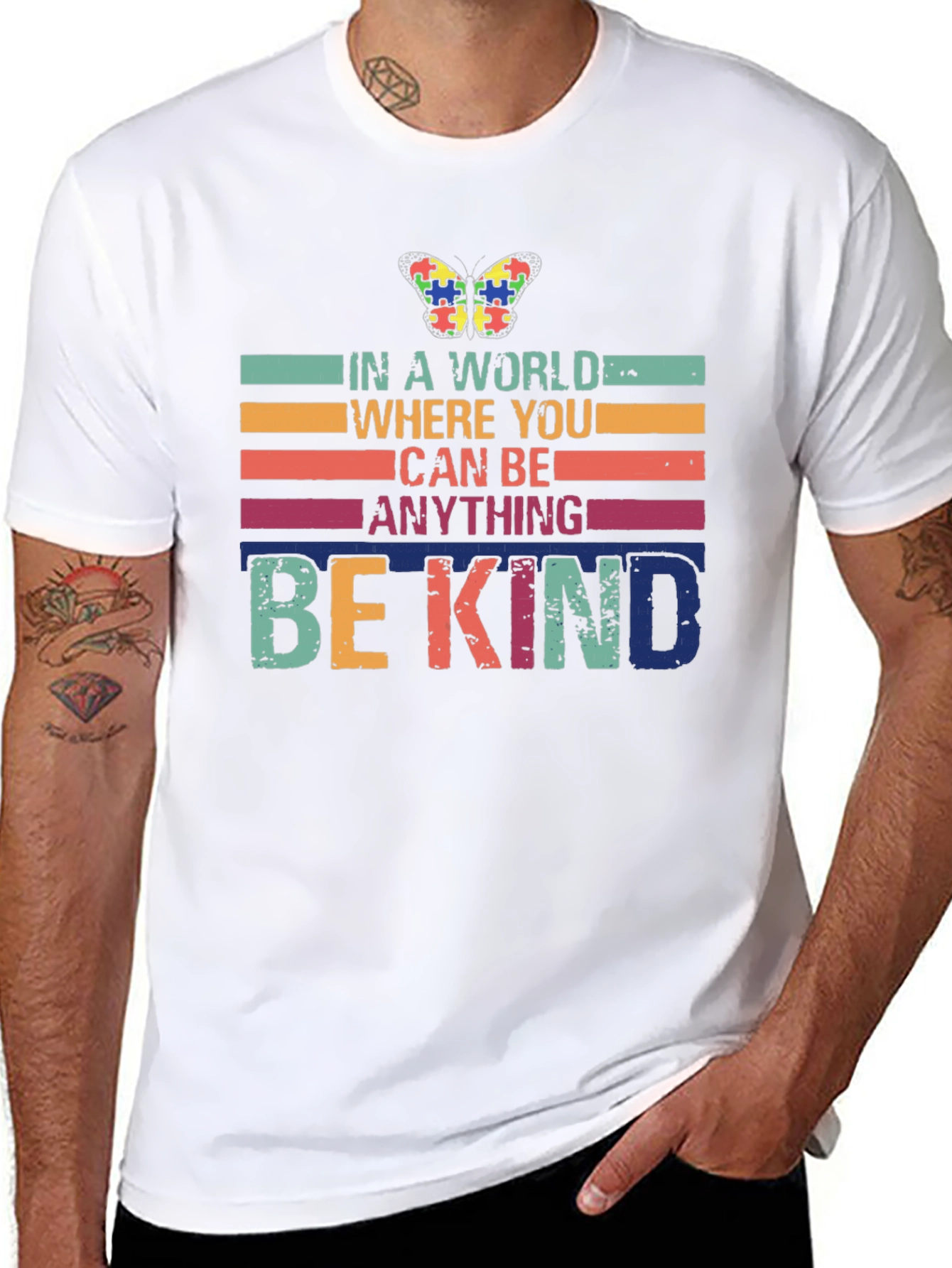 Black Be Kind Autism Awareness Graphic Tee view 8