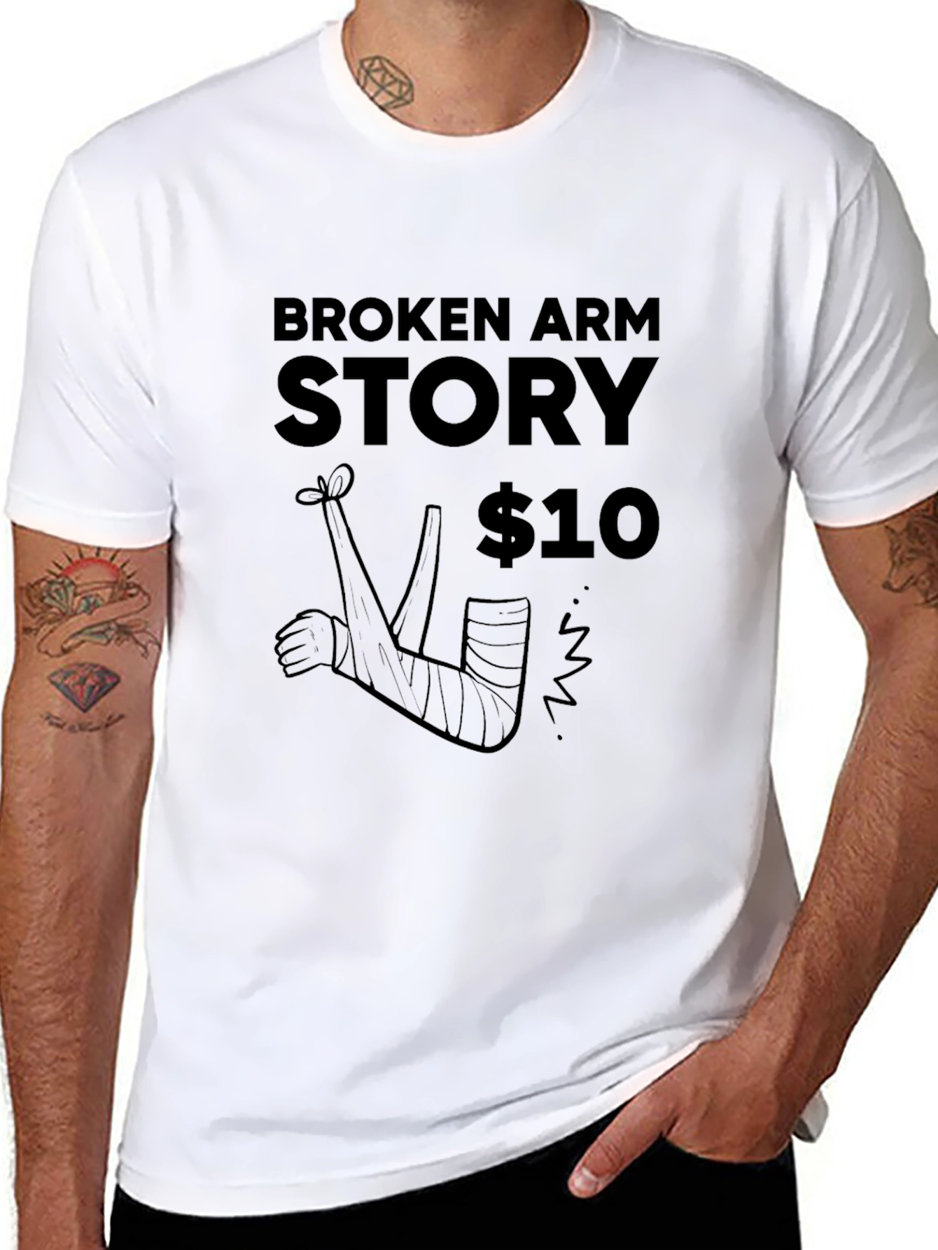 Black Broken Arm Story Graphic Novelty T-Shirt view 8
