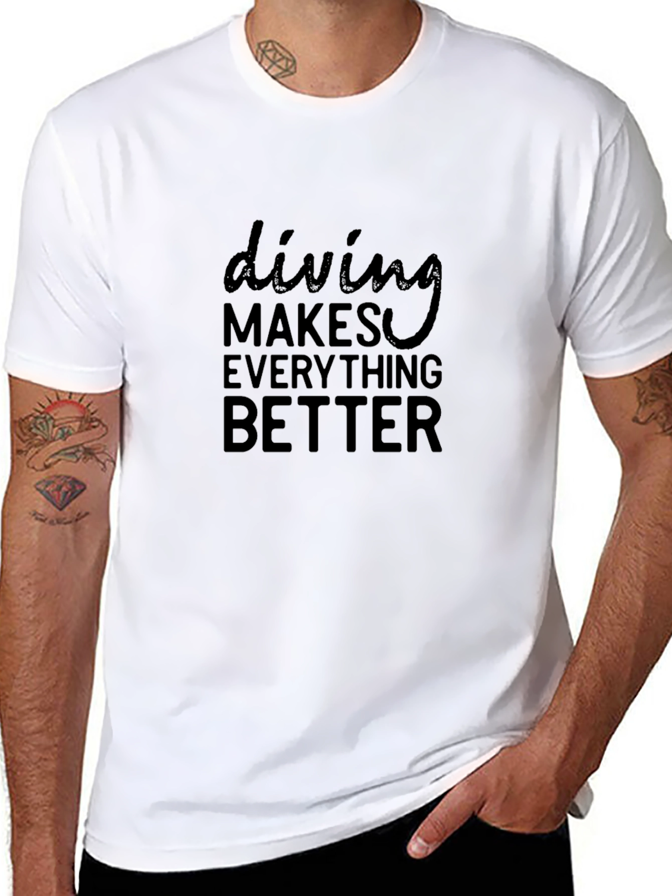 Black Diving Makes Everything Better Black T-Shirt view 8