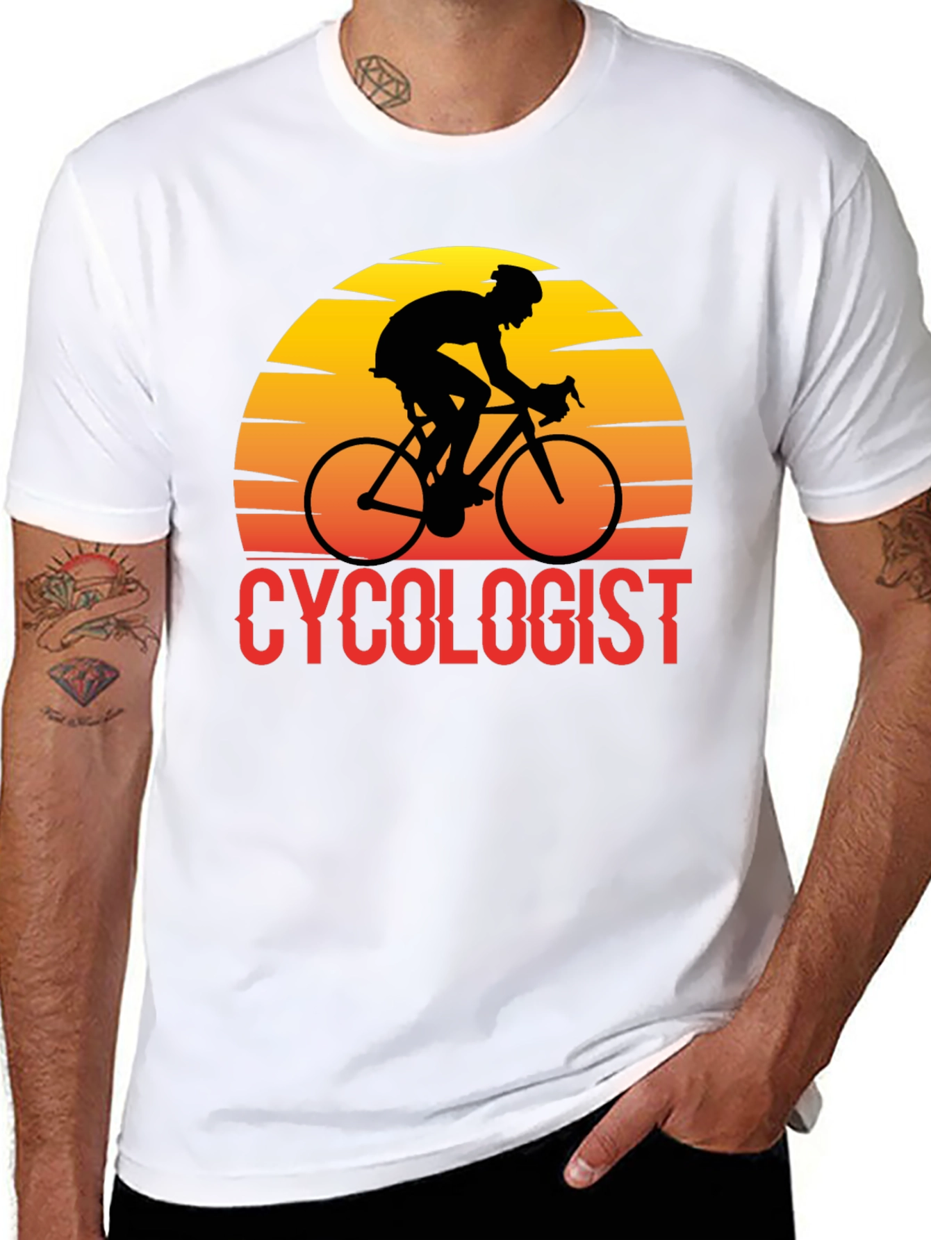 Black Cyclologist T-Shirt - Retro Cyclist Design view 8