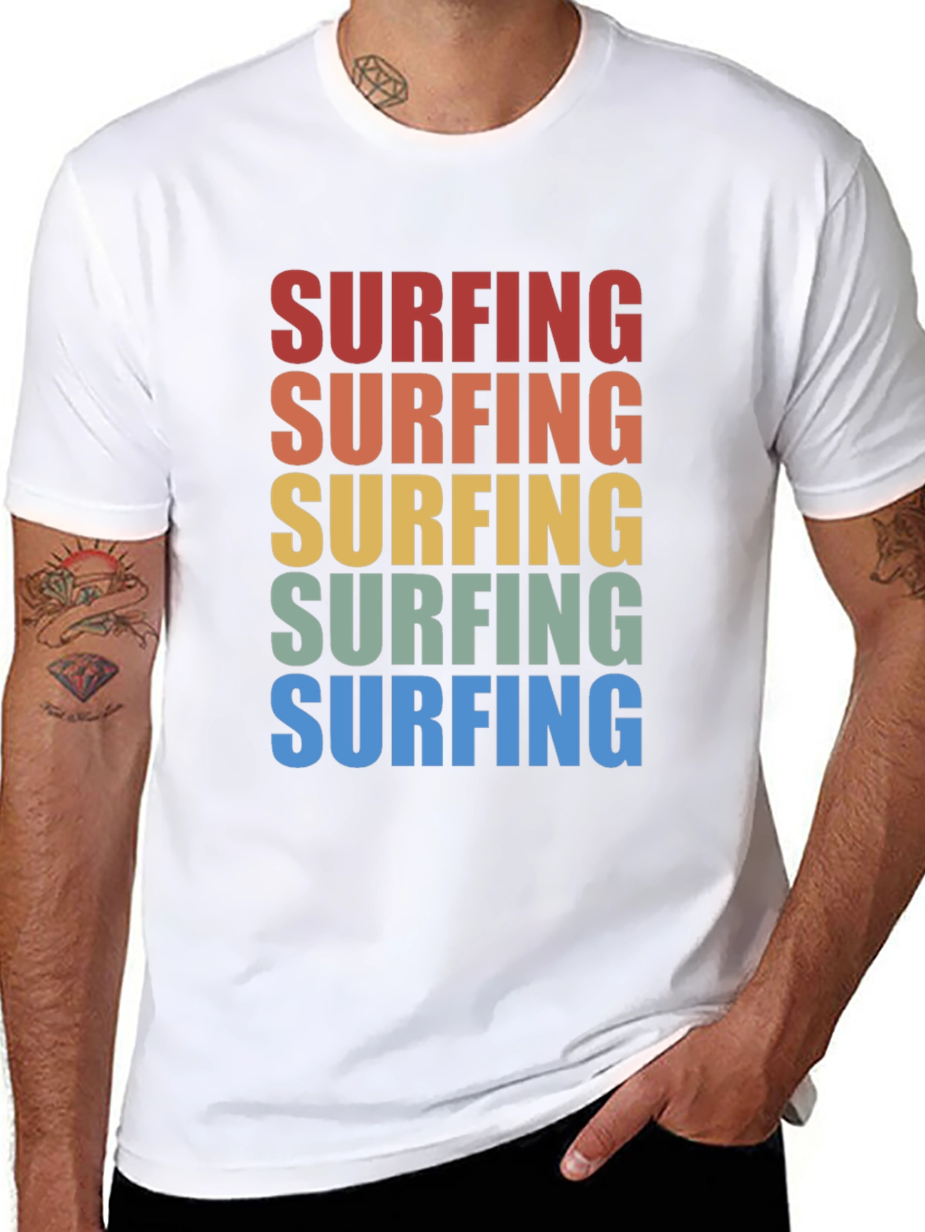 Black Retro Surfing T-Shirt - Vintage Style Surf Tee view 8
