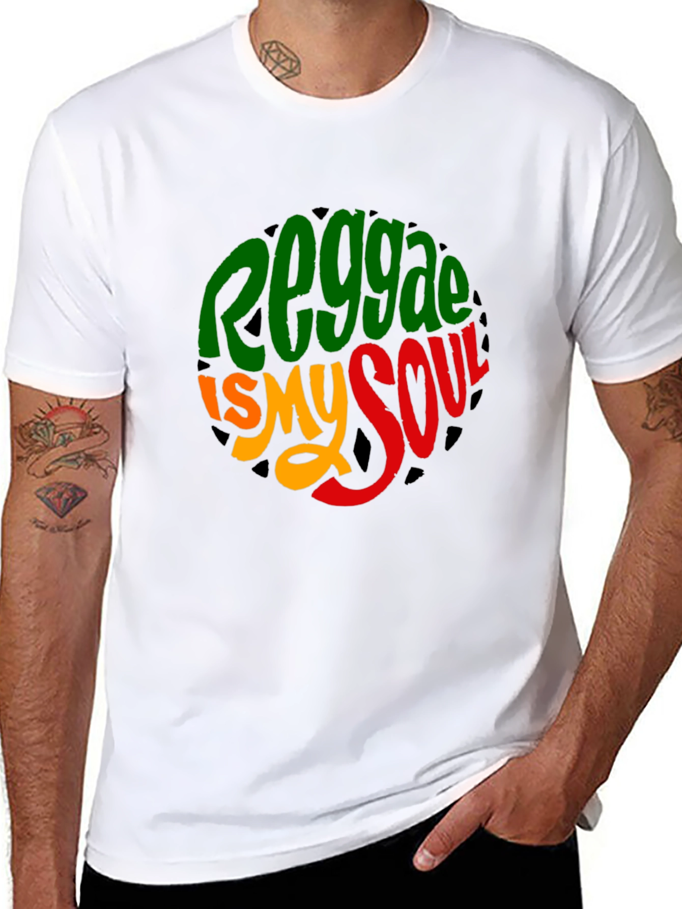 Black Reggae Is My Soul T-Shirt - Rasta Colors view 8