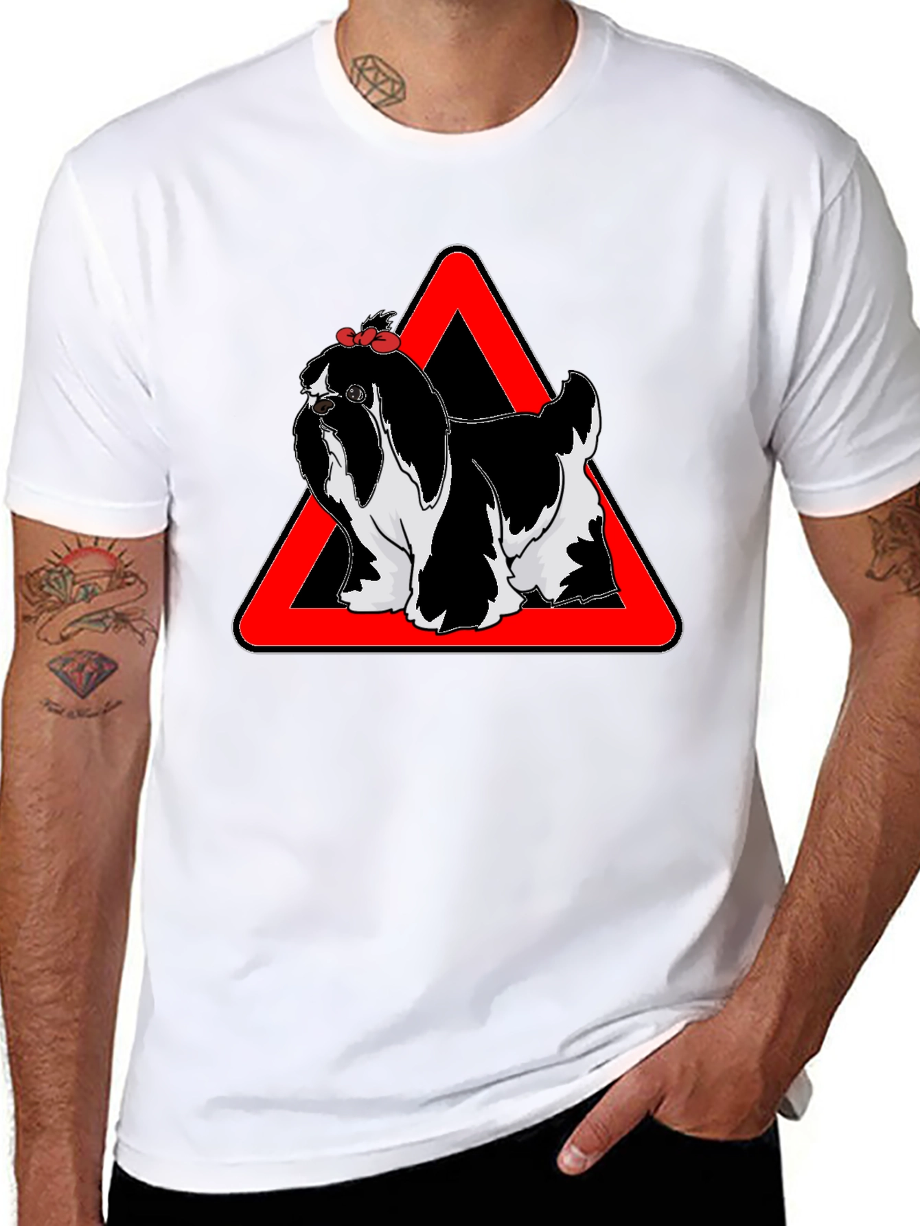 Black Dog Warning T-Shirt, Graphic Tee, Novelty Shirt view 8