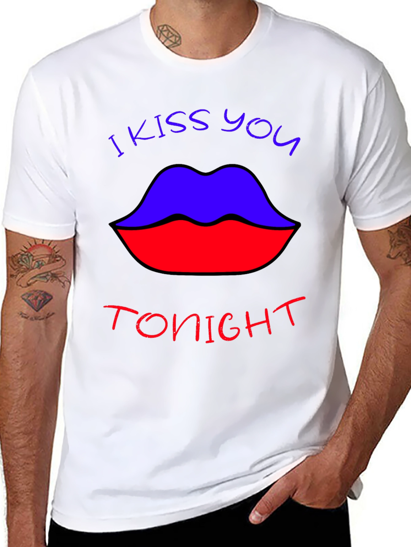 Black I Kiss You Tonight Graphic Tee - Bold Lip Design view 8