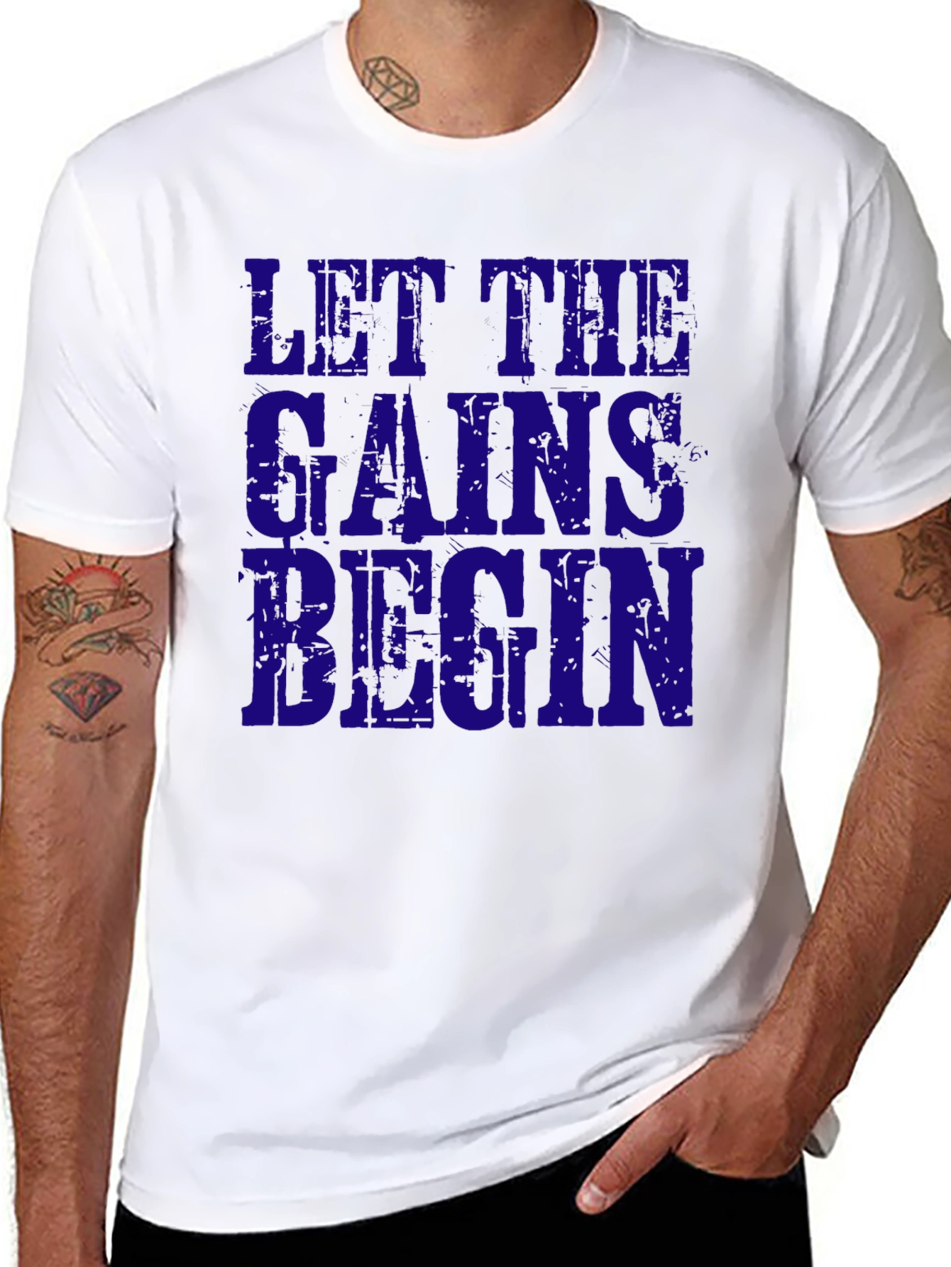 Black Let the Gains Begin Black Graphic Tee view 8