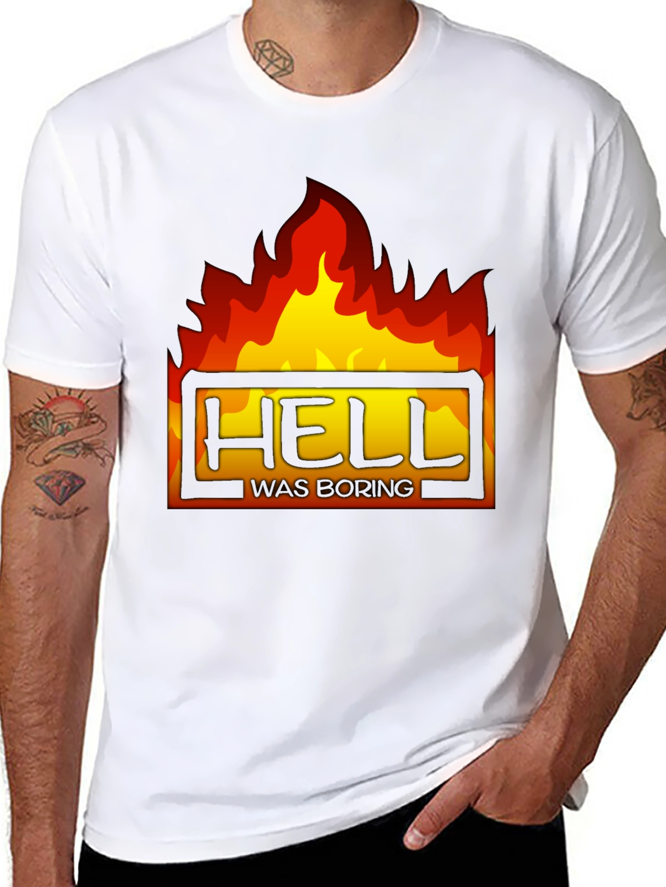Black Hell Was Boring Graphic Tee - Black T-Shirt view 8