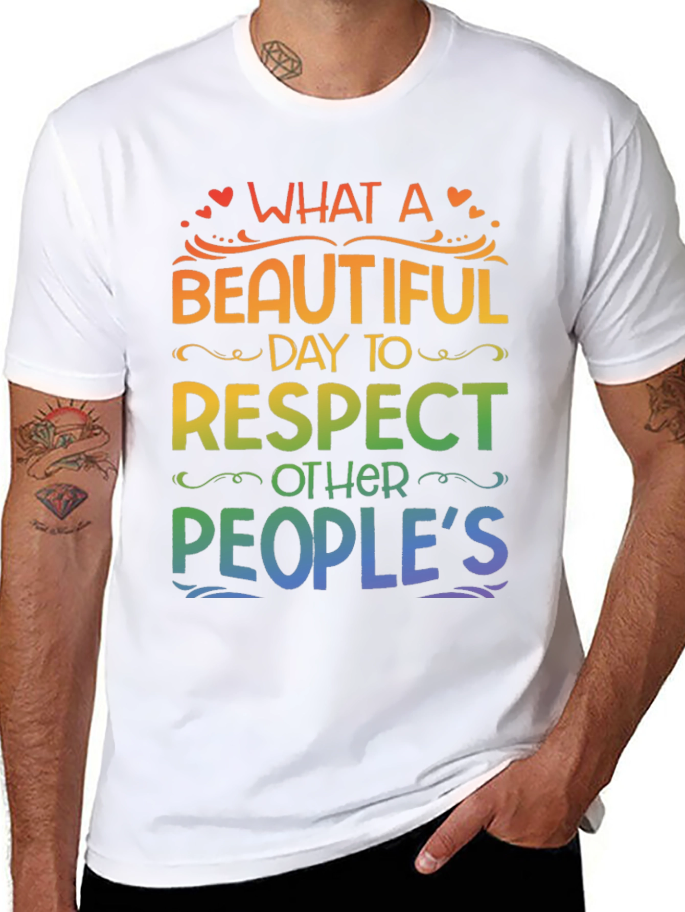 Black Rainbow Respect T-Shirt view 8